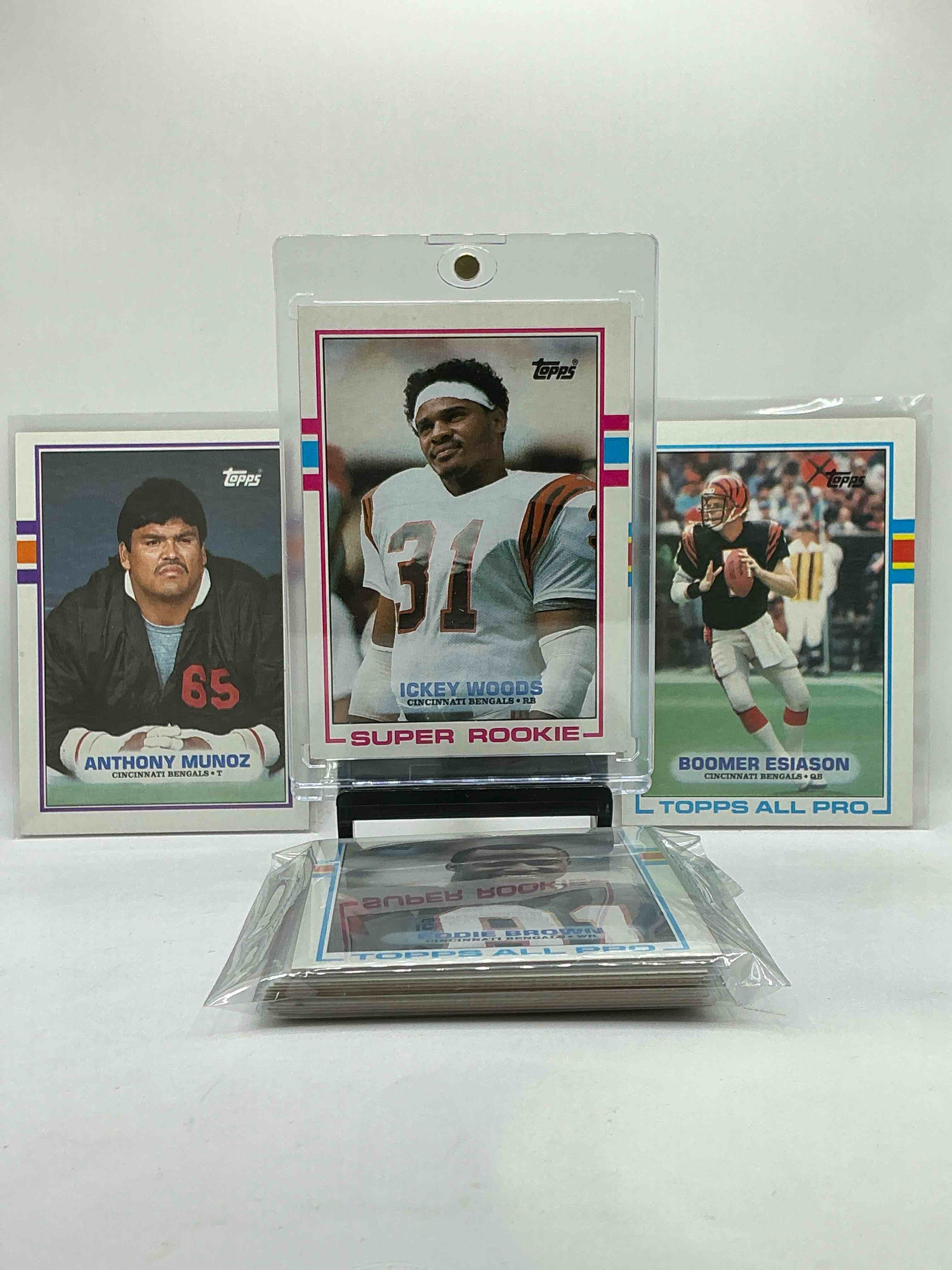 Ickey Woods Rookie! Insane 1989 Topps Football Bengals Team Set! Includes Woods, Esiason, Munoz & More! Perfect For Any Bengals Fan!