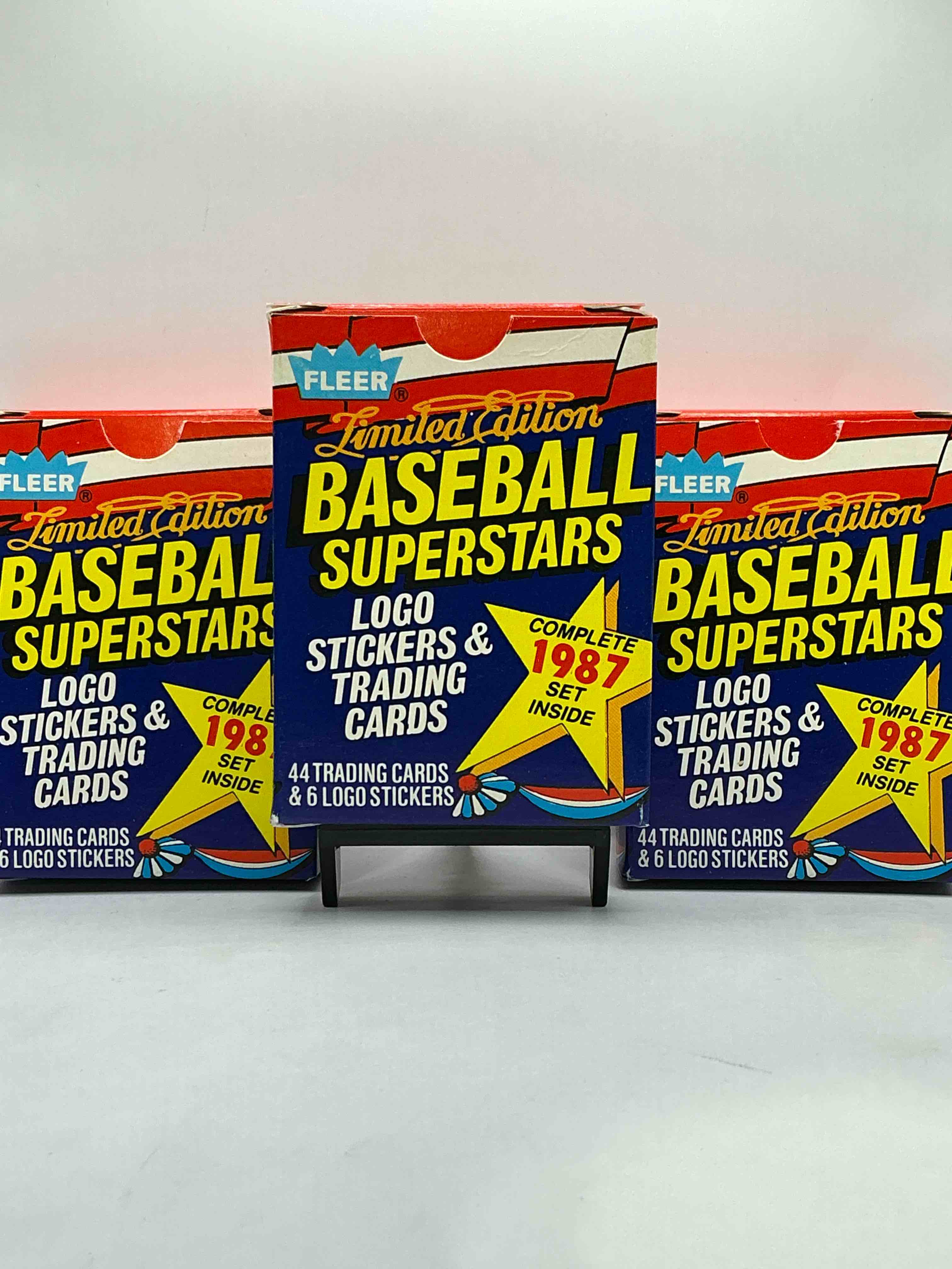 1987 Fleer Baseball Limited Edition Baseball Superstars Logo Stickers & Trading Cards Boxes! The Complete Limited Edition Set Inside! Clemens, Gwynn & More Legends!