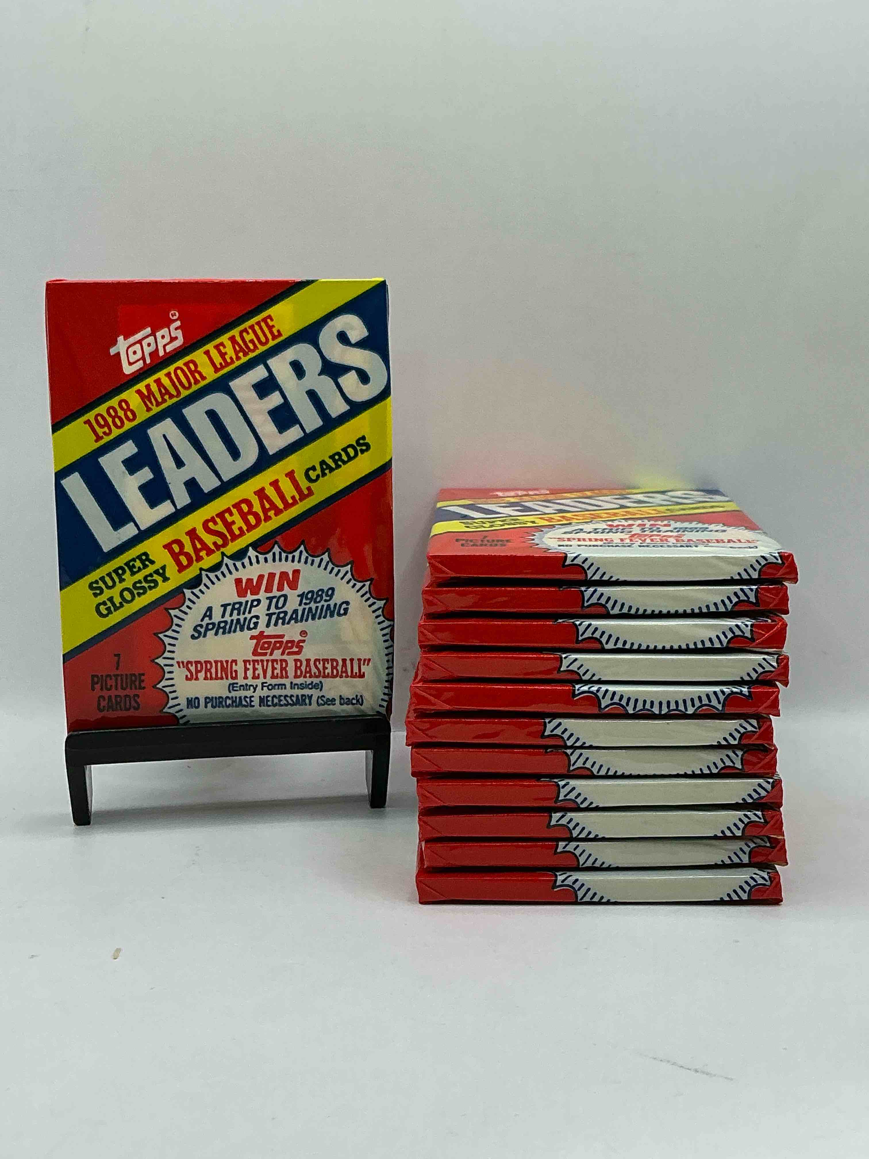Ultra Rare! 1988 "MLB Leaders" Unopened Miniature Baseball Collectible Card Packs, 7 Cards Per Pack, Direct From Original Retail Case. Super Rare, Impossible To Find! Like New Condition!