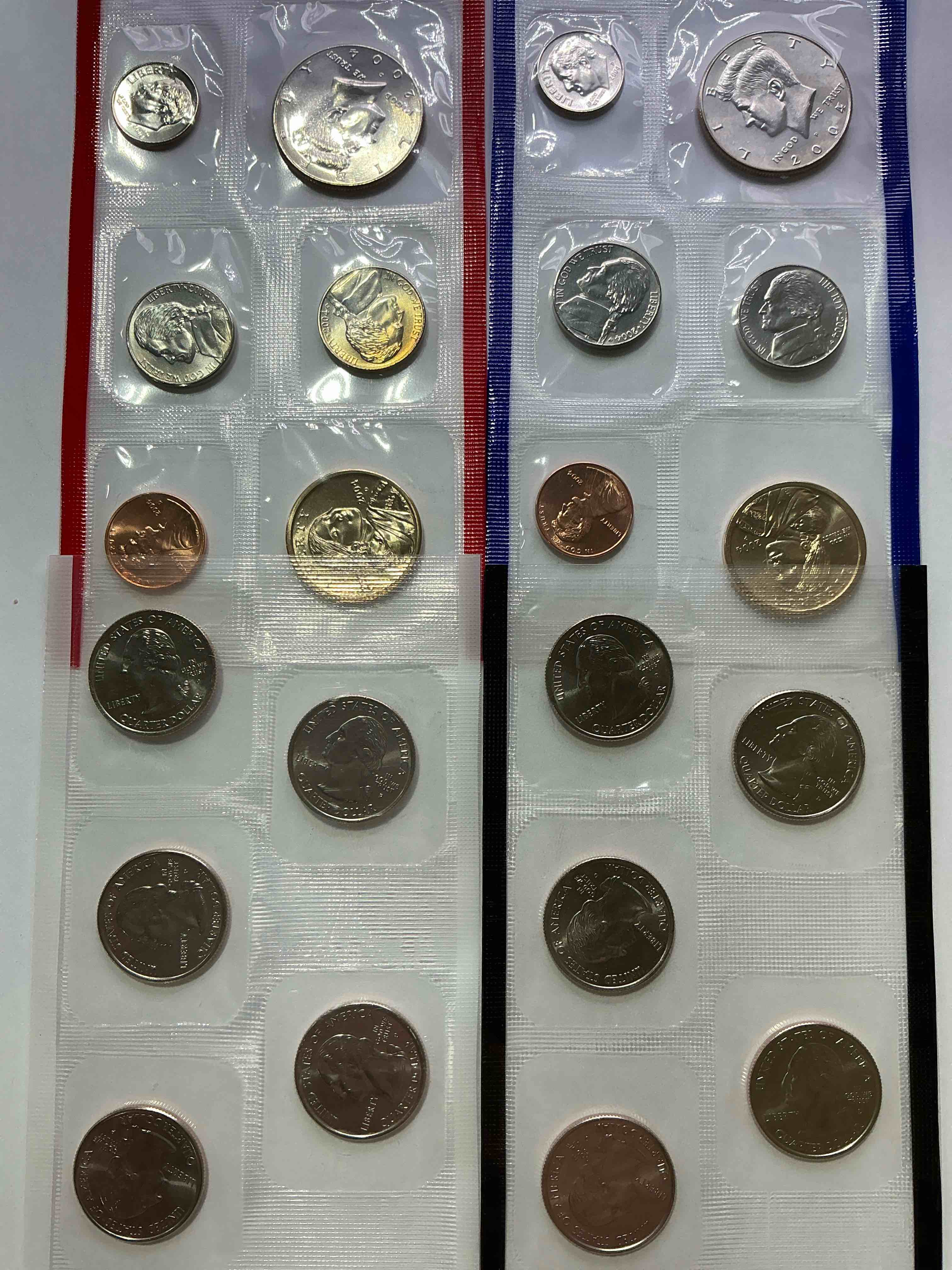 2004 Philadelphia & Denver Mint Coins! 22 Coins, Including Sacagawea Dollars, Half Dollars, State Quarters, Nickels, Dimes & Pennies! Wow!