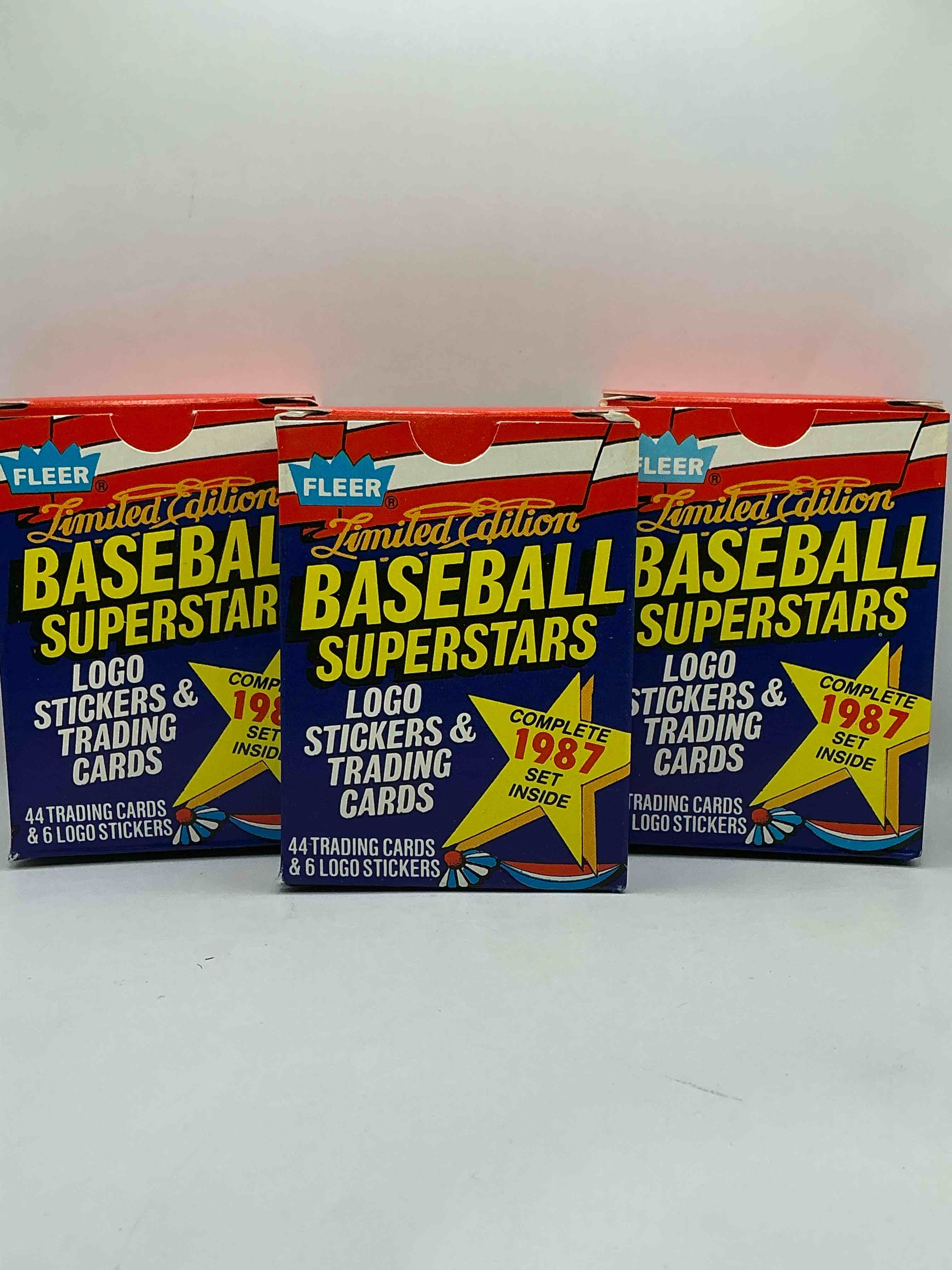 1987 Fleer Baseball Limited Edition Baseball Superstars Logo Stickers & Trading Cards Boxes! The Complete Limited Edition Set Inside! Clemens, Gwynn & More Legends!