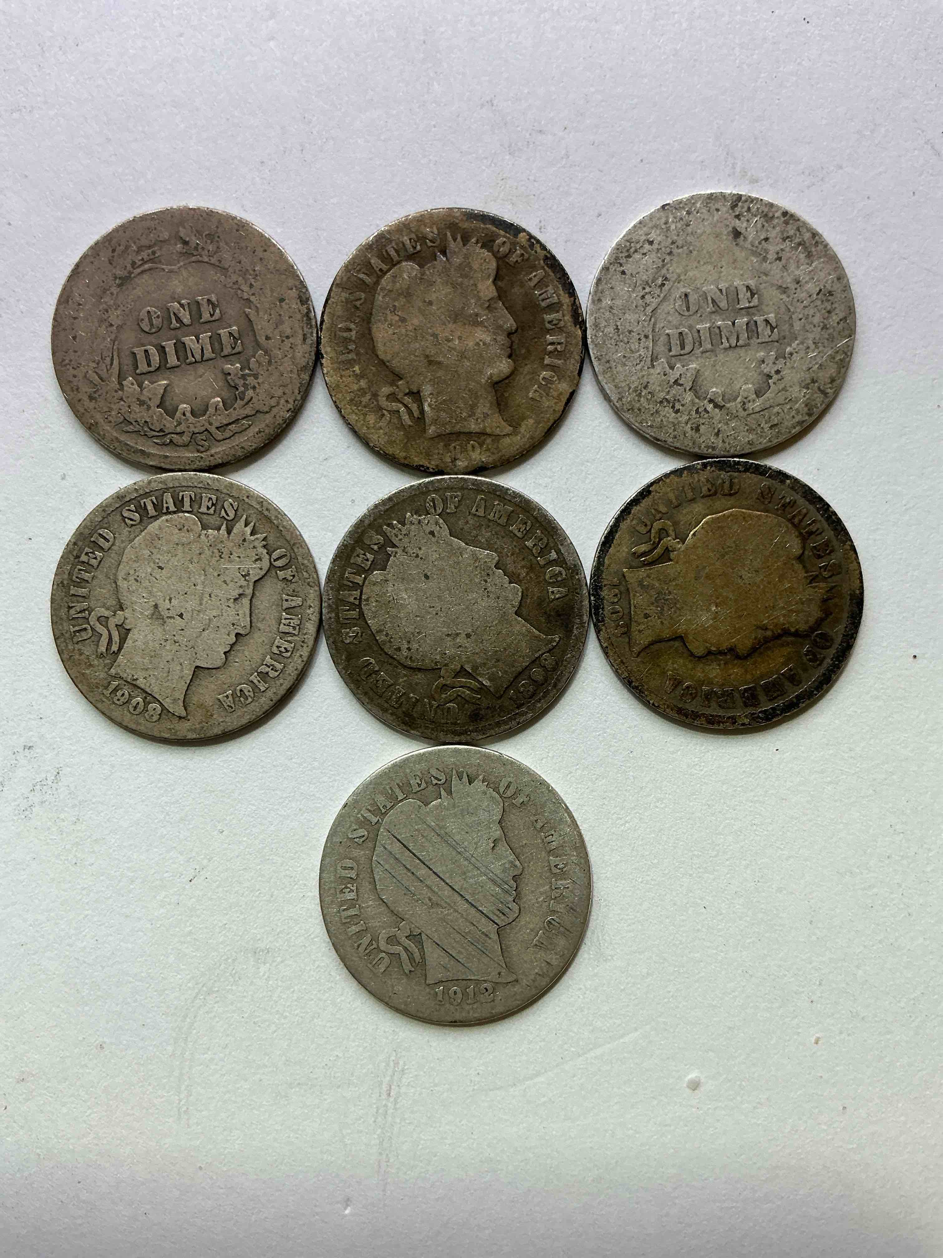 Antique Silver Barber Dimes! Barber Dimes Were Minted From 1892 to 1916 & Are Serious, Fine Silver Collector Items! They Replaced Seated Liberty Dimes. Barber Dimes Are 90% Fine U.S. Silver & Are Getting Seriously Hard To Come By! Awesome To Add To Any Collection. Invest In U.S. Silver!