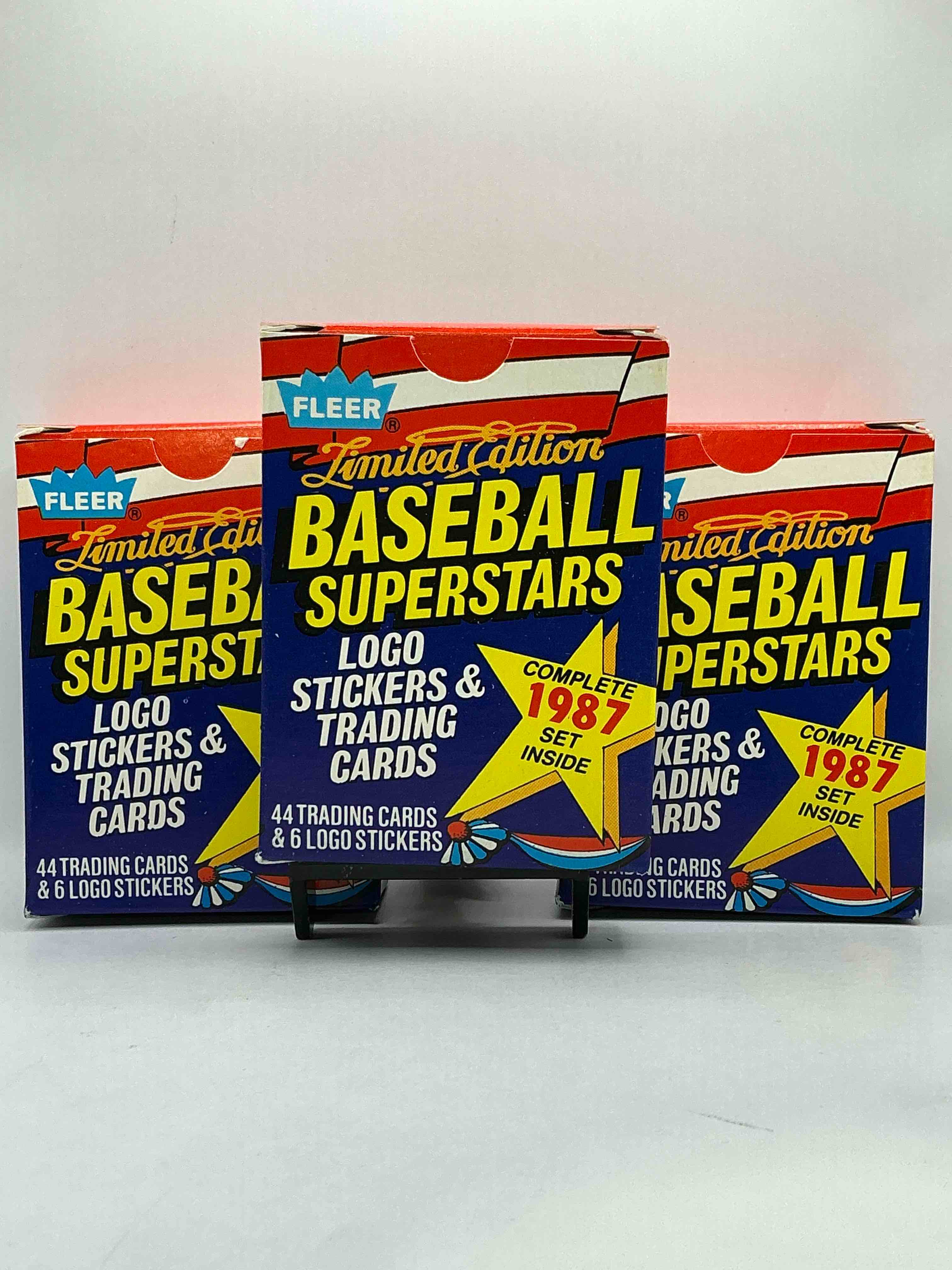 1987 Fleer Baseball Limited Edition Baseball Superstars Logo Stickers & Trading Cards Boxes! The Complete Limited Edition Set Inside! Clemens, Gwynn & More Legends!