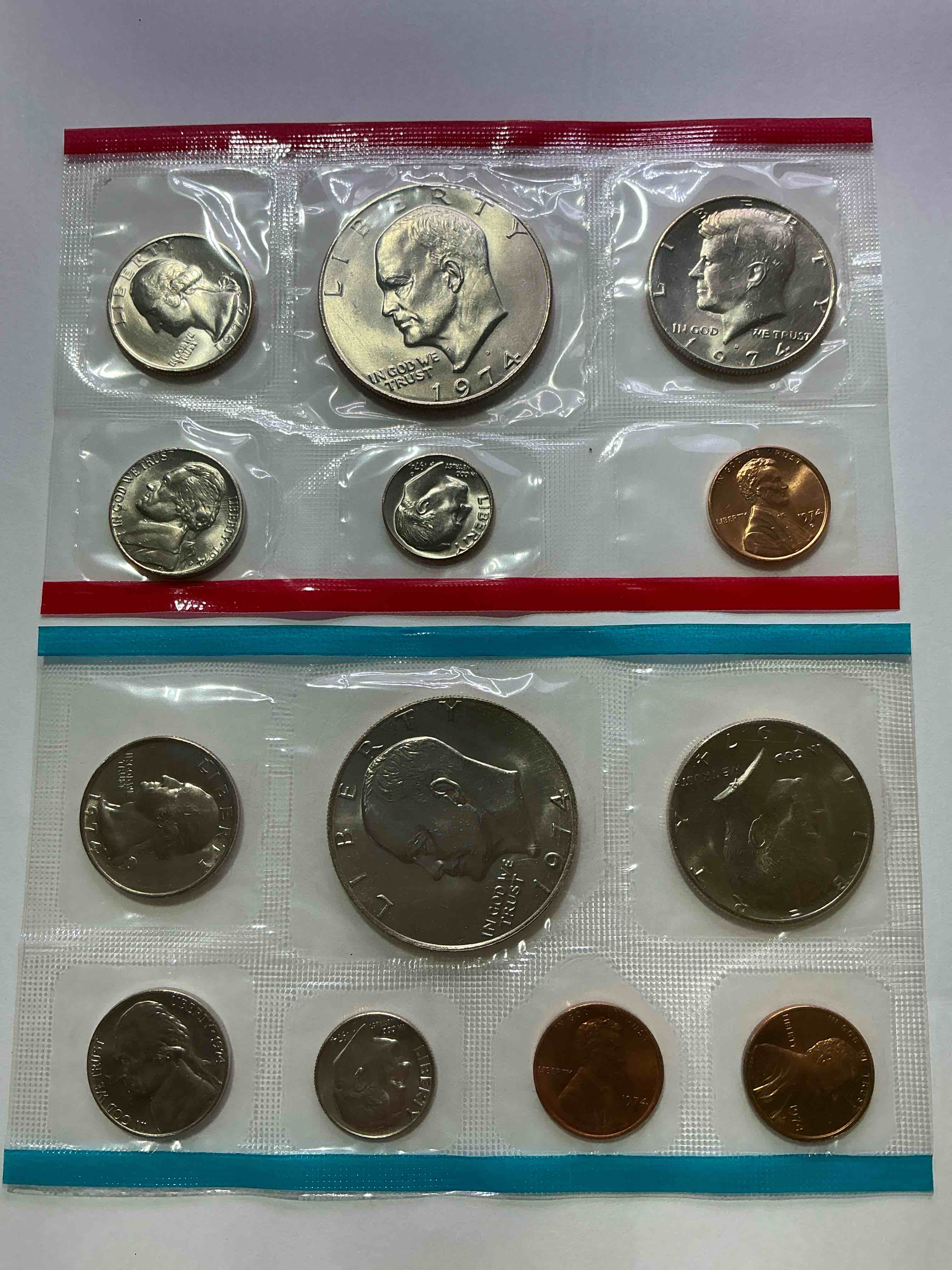 1974 Uncirculated Mint Coins! 13 Mint Coins From Philadelphia & Denver! 13 Coin Uncirculated Lot, With Ike Dollar Coins, Quarters, Nickels, Half Dollars, Dimes, Pennies & More! Uncirculated Coin Craziness!