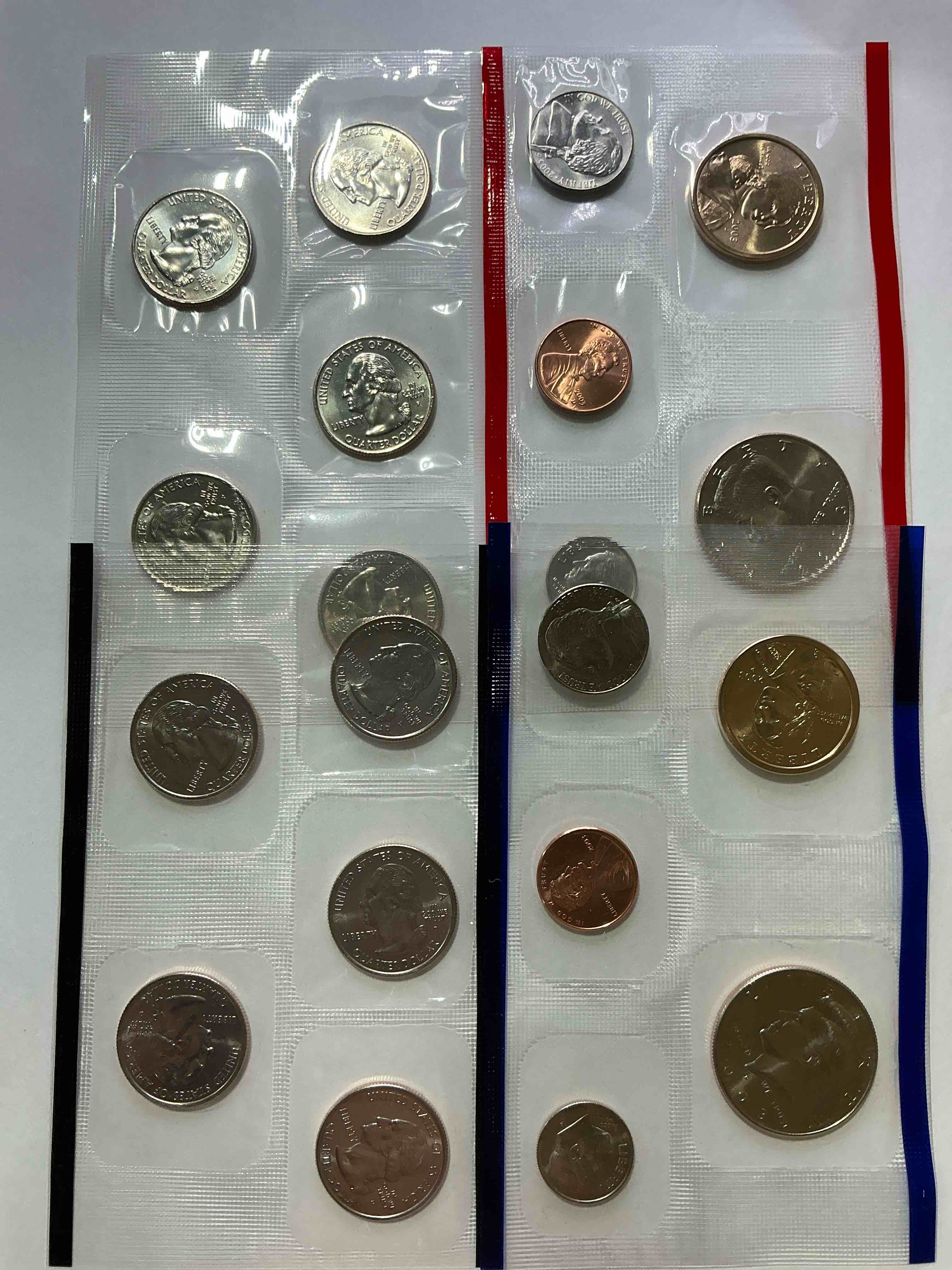2003 Uncirculated Mint Coins! 20 Coin Mint Coins With State Quarters! Half Dollars, One Dollar Coins, Quarters, Nickels, Dimes & Pennies! 20 Coin Uncirculated Mint Set! 