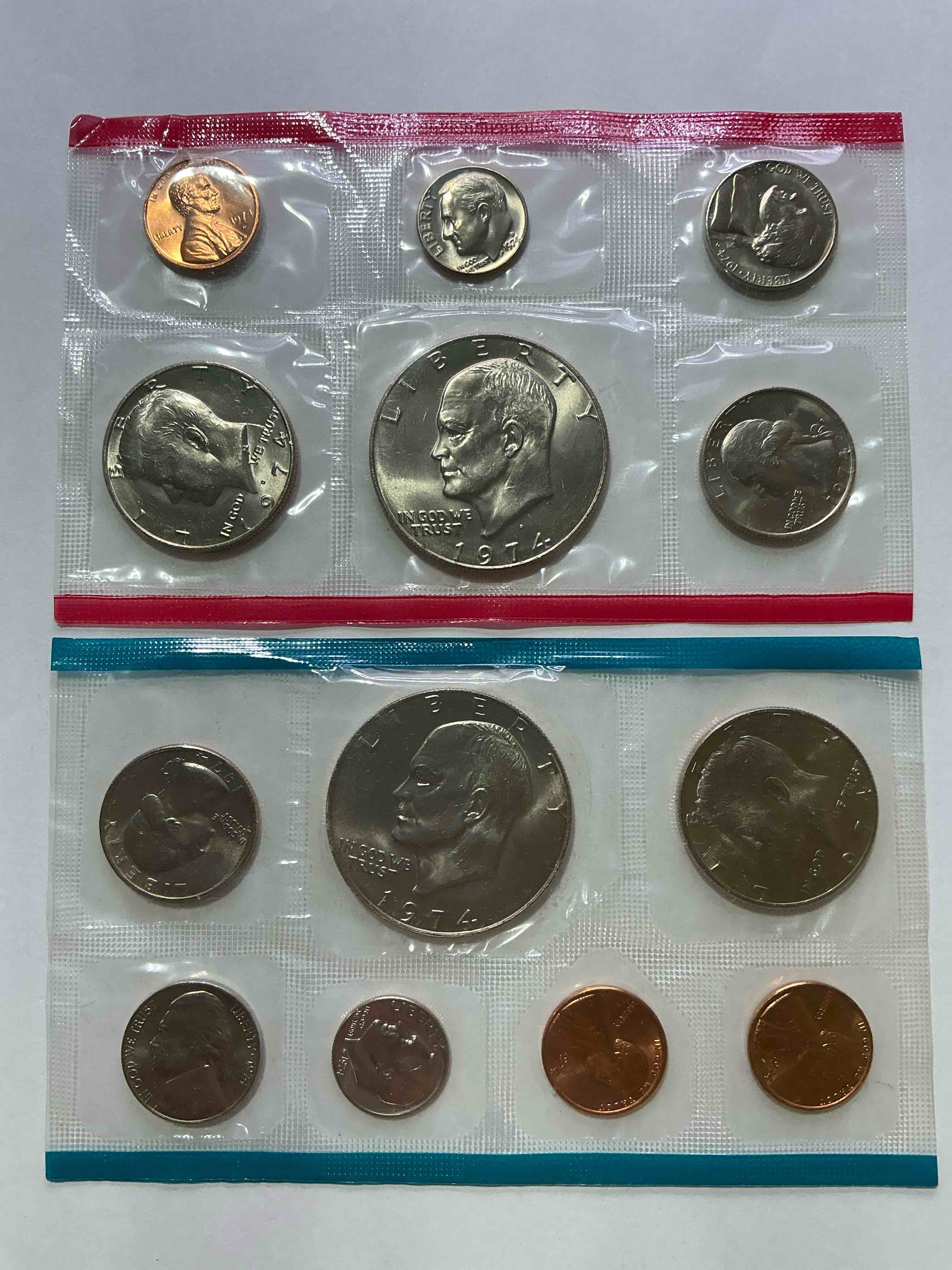 1974 Uncirculated Mint Coins! 13 Mint Coins From Philadelphia & Denver! 13 Coin Uncirculated Lot, With Ike Dollar Coins, Quarters, Nickels, Half Dollars, Dimes, Pennies & More! Uncirculated Coin Craziness!