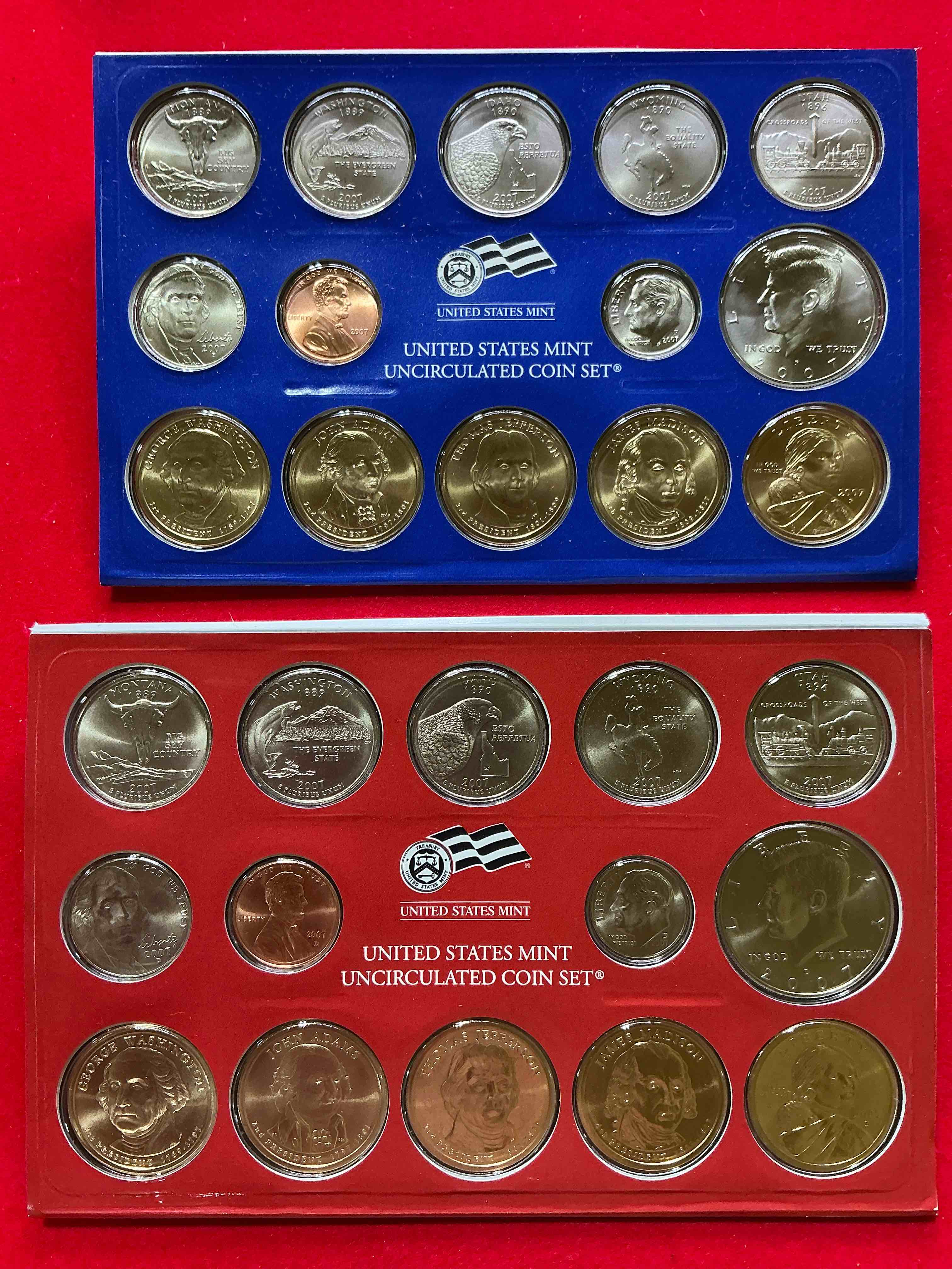 2007 Mint Coins! Uncirculated 28 Coins, Including President Dollar Coins, Half Dollars, State Quarters, Dimes, Nickels & Pennies! Insane Mint Set!