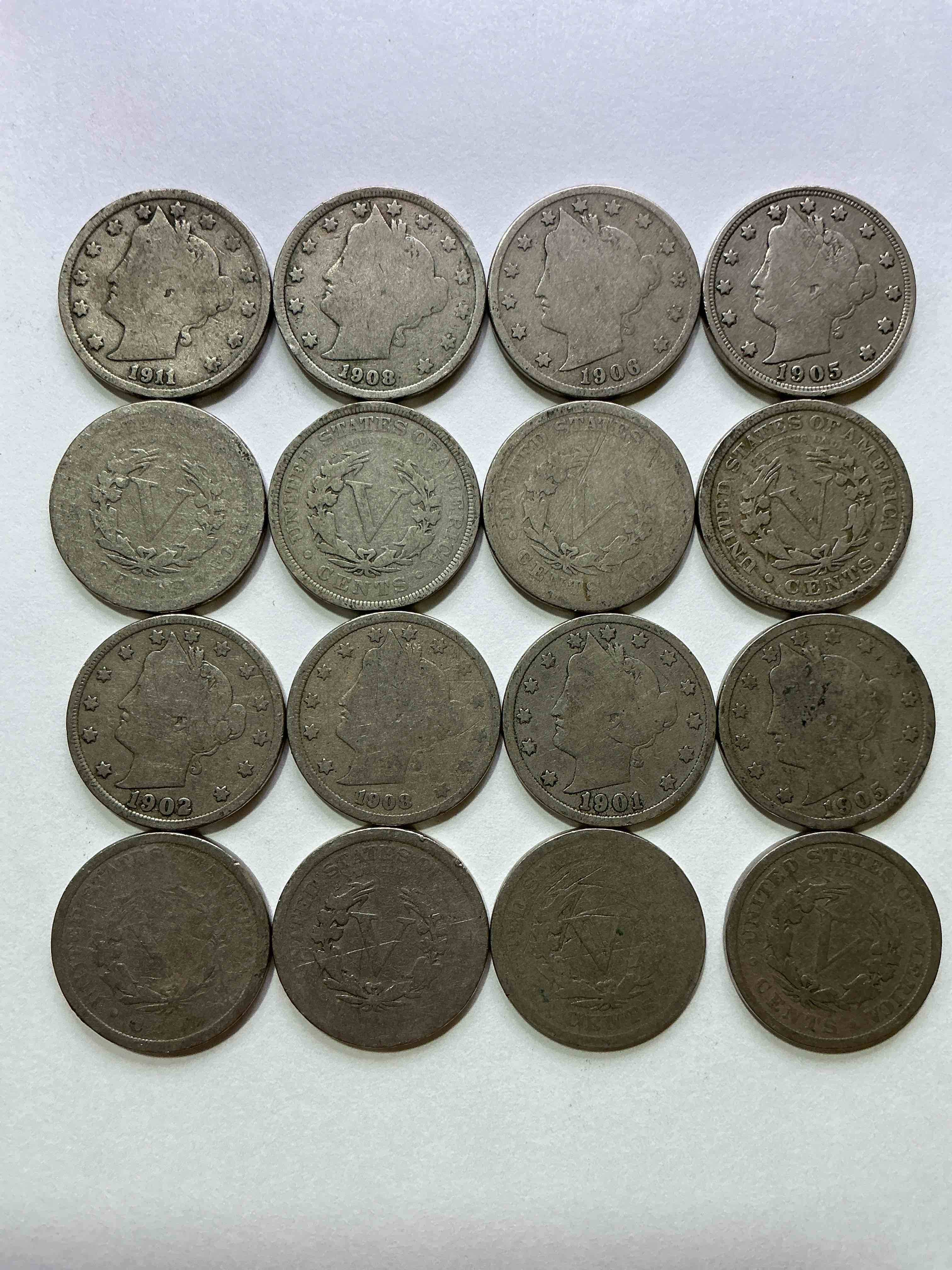 Antique U.S. V Nickels! Think Of The History These Coins Have Seen!, Liberty Head V Nickels Were Minted Up Until 1913 & Were The Style Of Nickels Before Buffalo Nickels. Own Some Cool Pieces Of History! Rare To See These Coins With The "Date On" In Circulated Condition!