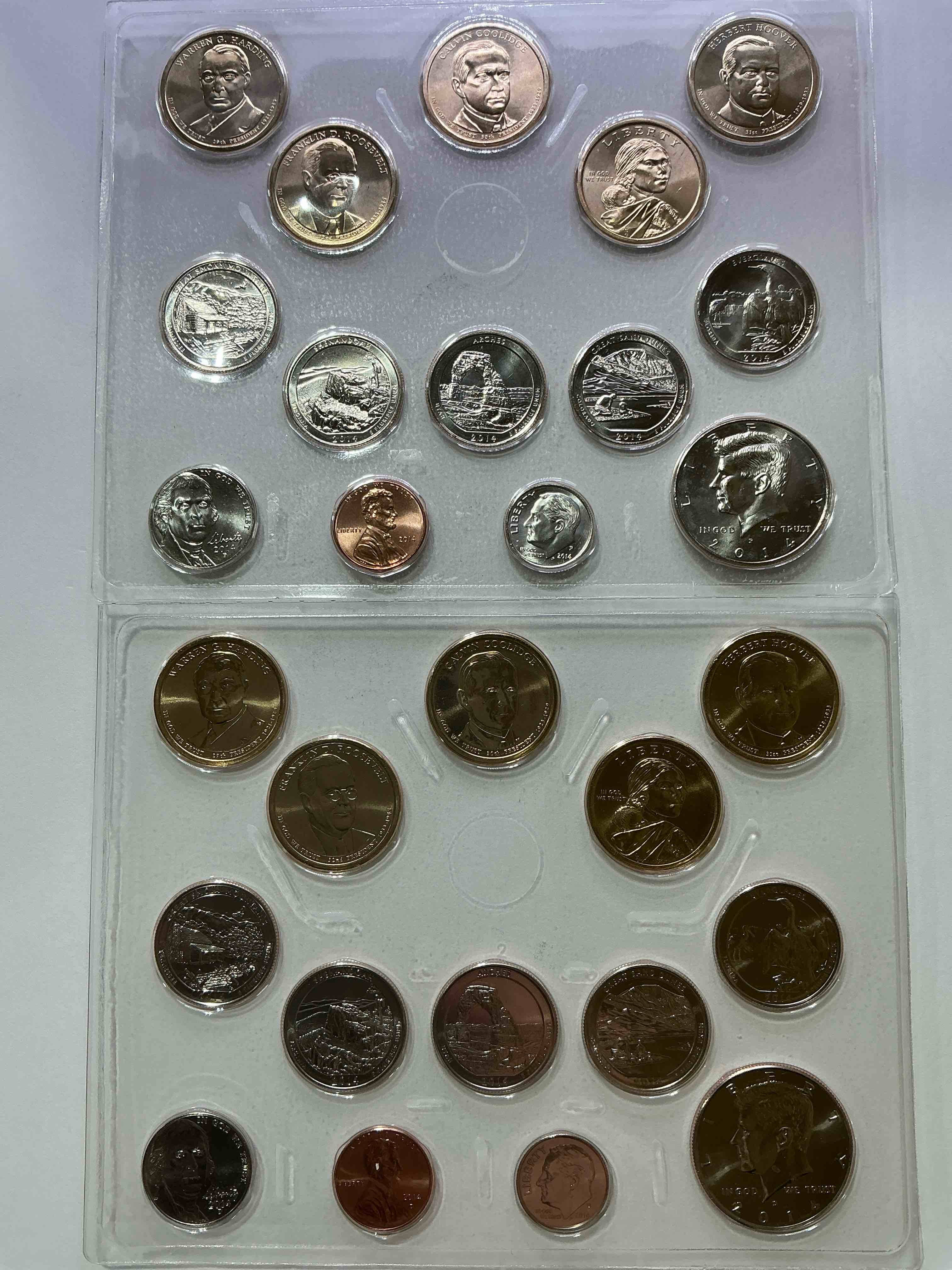 2014 Uncirculated Mint Coins! 28 Coin Lot, With MULTIPLE Dollar Coins, Half Dollars, Quarters, Dimes, Nickels & Pennies! WOW!