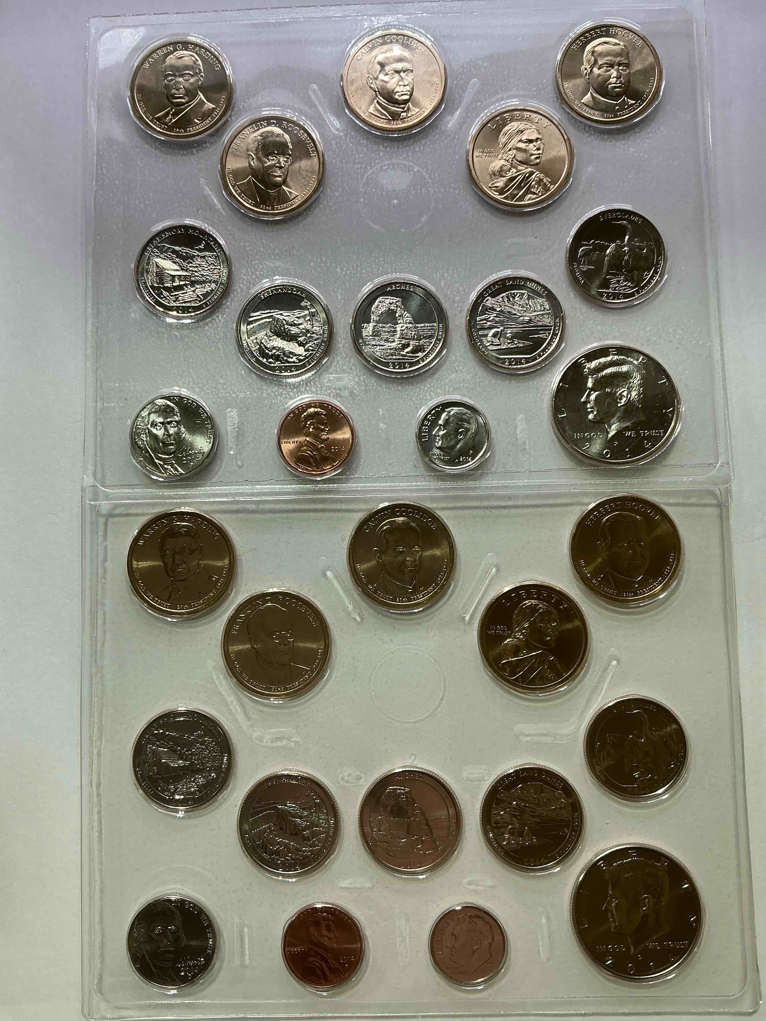 2014 Uncirculated Mint Coins! 28 Coin Lot, With MULTIPLE Dollar Coins, Half Dollars, Quarters, Dimes, Nickels & Pennies! WOW!