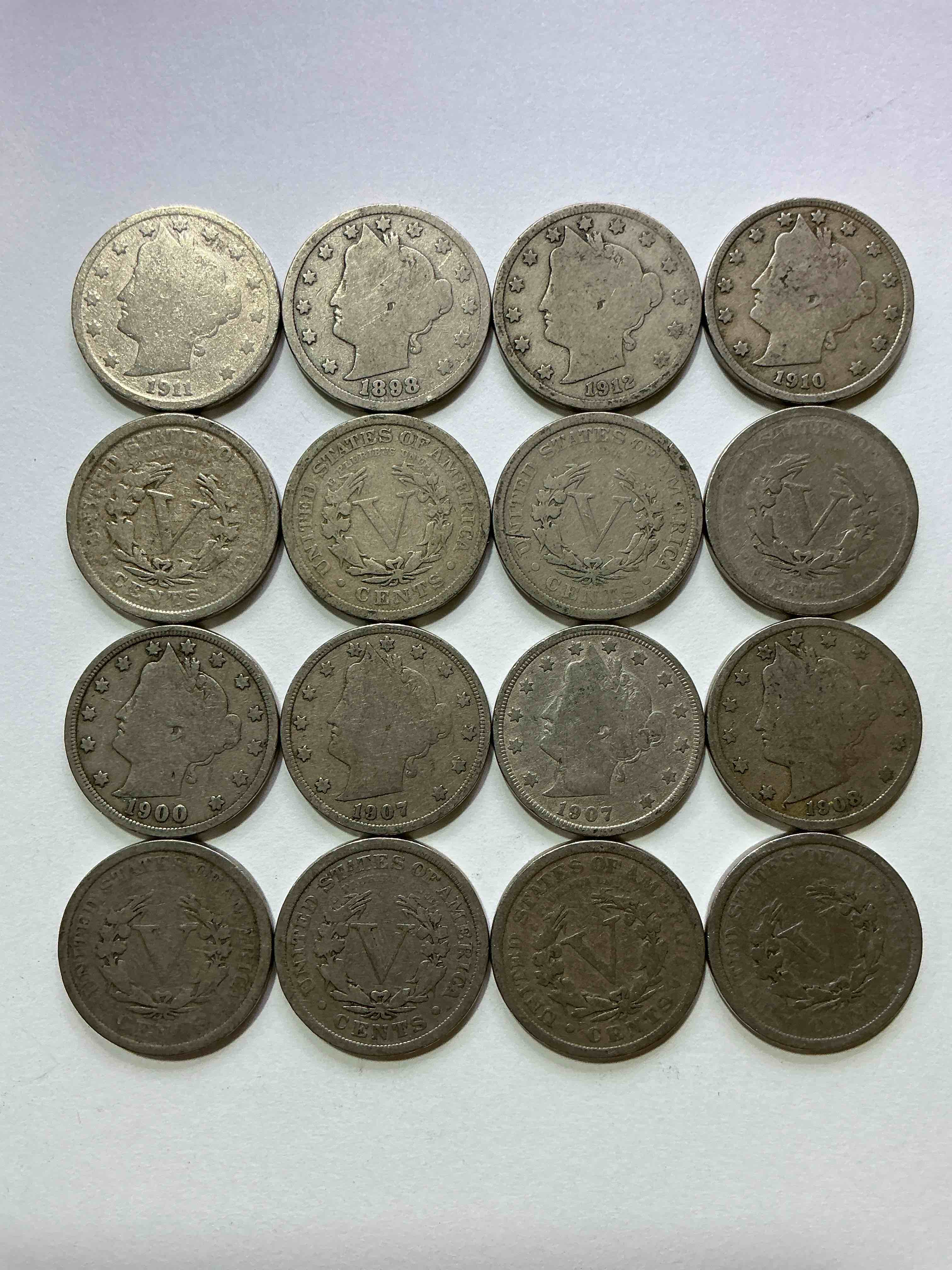 Antique U.S. V Nickels! Think Of The History These Coins Have Seen!, Liberty Head V Nickels Were Minted Up Until 1913 & Were The Style Of Nickels Before Buffalo Nickels. Own Some Cool Pieces Of History! Rare To See These Coins With The "Date On" In Circulated Condition!