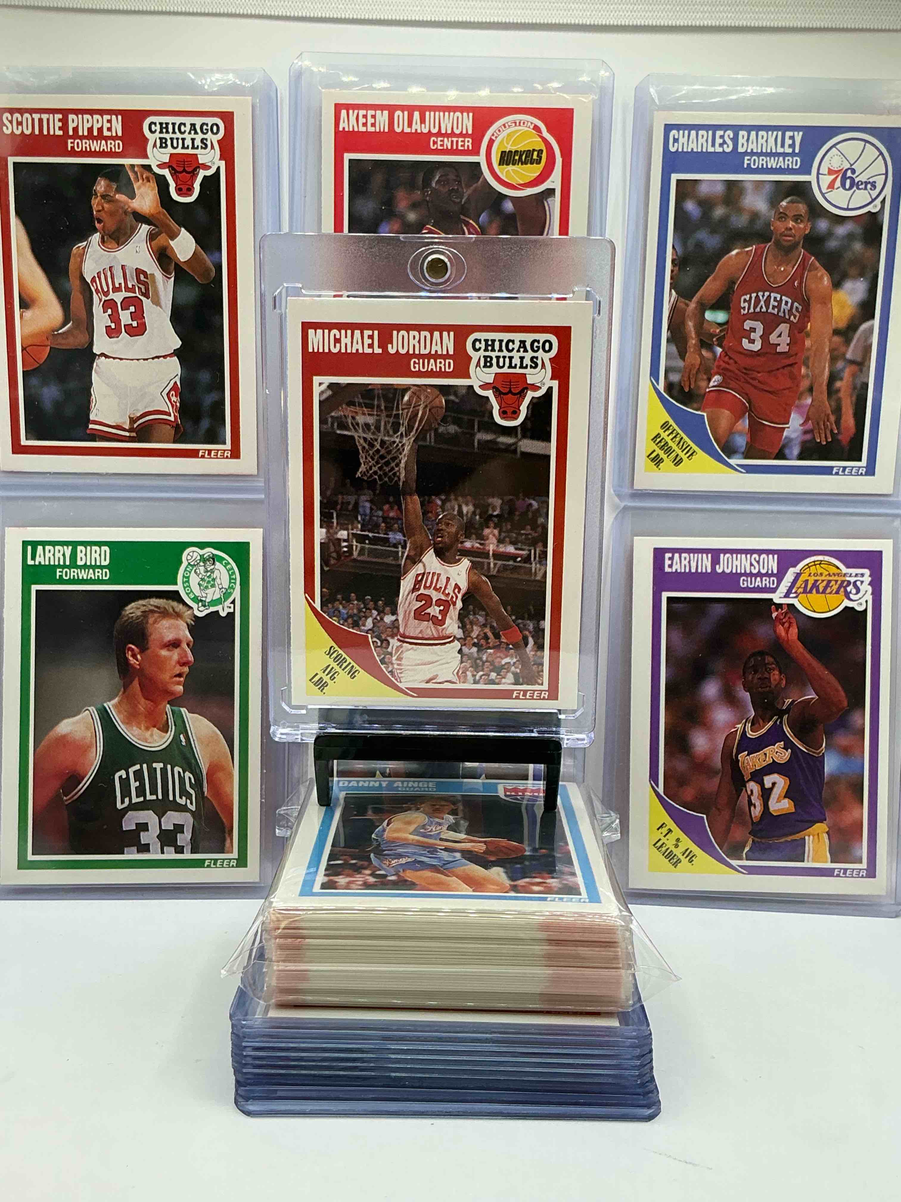 Michael Jordan! Holy Grail Basketball! 1989 Fleer Basketball Cards! 50 Card Craziness! One Of The Most Coveted Michael Jordan, Magic Johnson, Larry Bird, Scottie Pippen, Charles Barkley, Karl Malone & Clyde Drexler Cards! Along With Other Nice 1989 NBA Basketball Cards! Wilkins & More! These Cards Are Super Rare, Only 3 Years Off From A Jordan Rookie! Awesome Base Cards Combo! Wow!Mixed With A Variety Of Other Cards, Doesn't Get Better Than This!