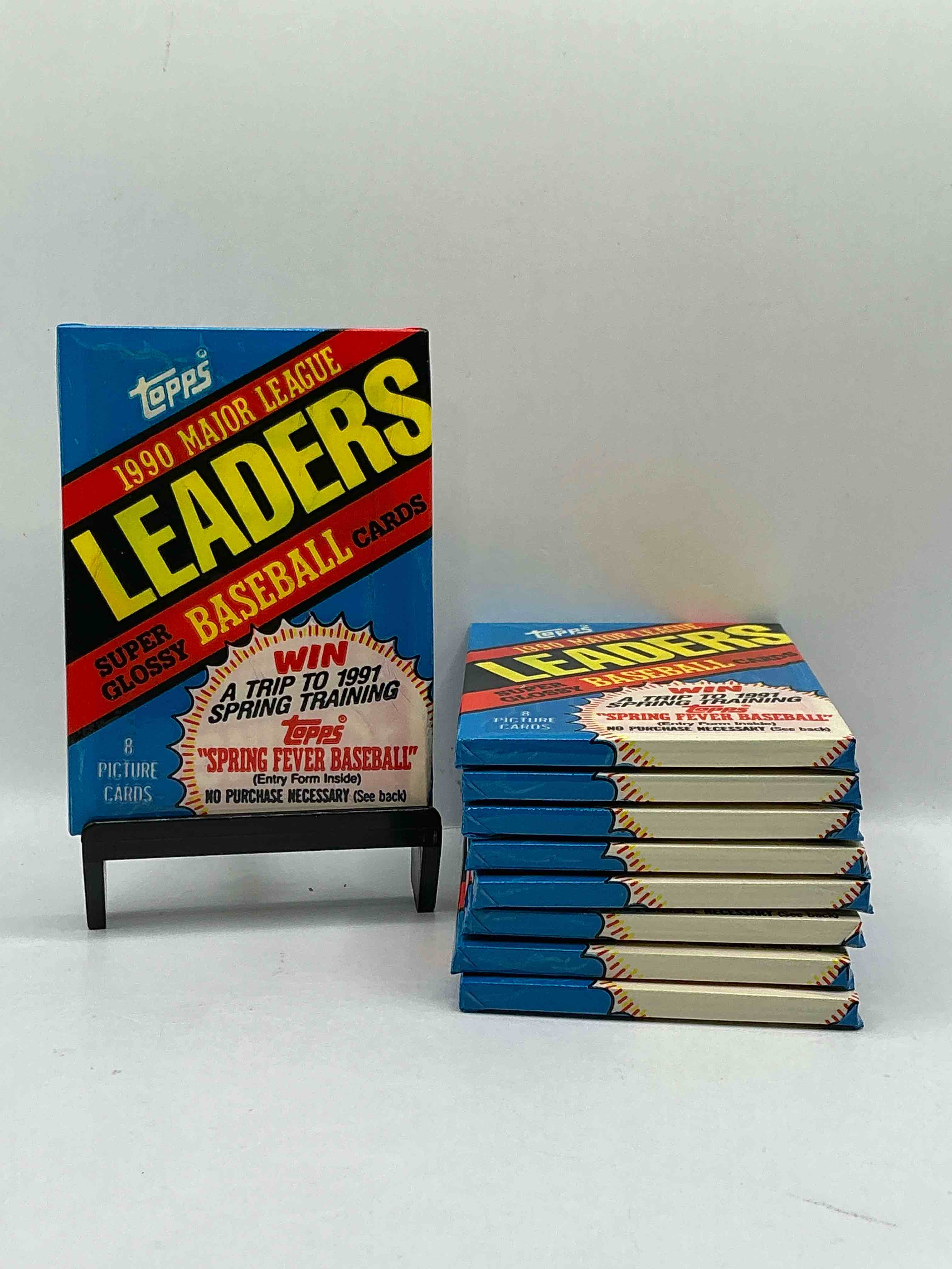 Ultra Rare! 1990 "MLB Leaders" Unopened Miniature Baseball Collectible Card Packs, 8 Cards Per Pack, Direct From Original Retail Case. Super Rare, Impossible To Find! Like New Condition!