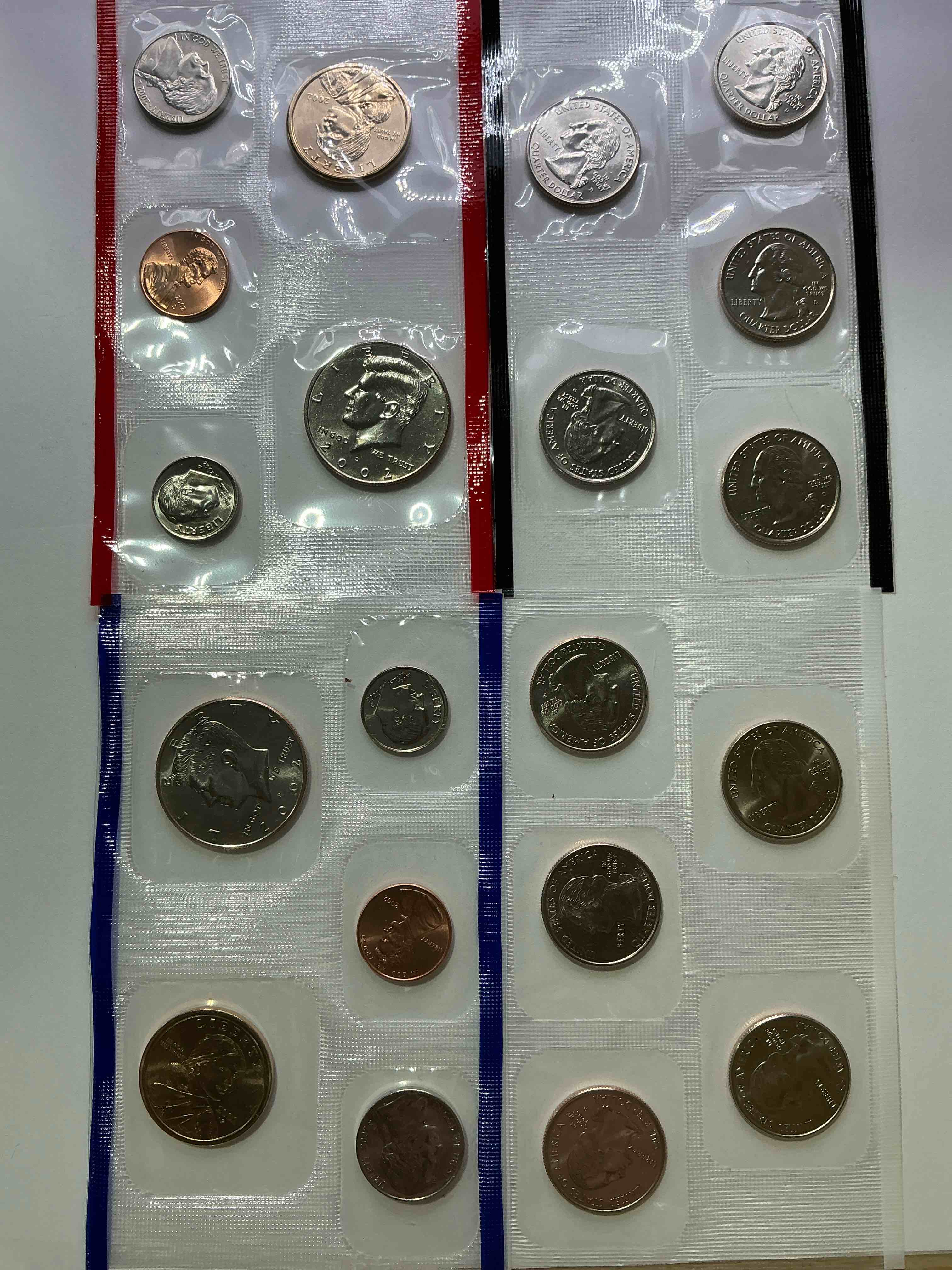 2002 Uncirculated Mint Coins! 20 Coin Mint Coins With State Quarters! Half Dollars, One Dollar Coins, Quarters, Nickels, Dimes & Pennies! 20 Coin Uncirculated Mint Set! 
