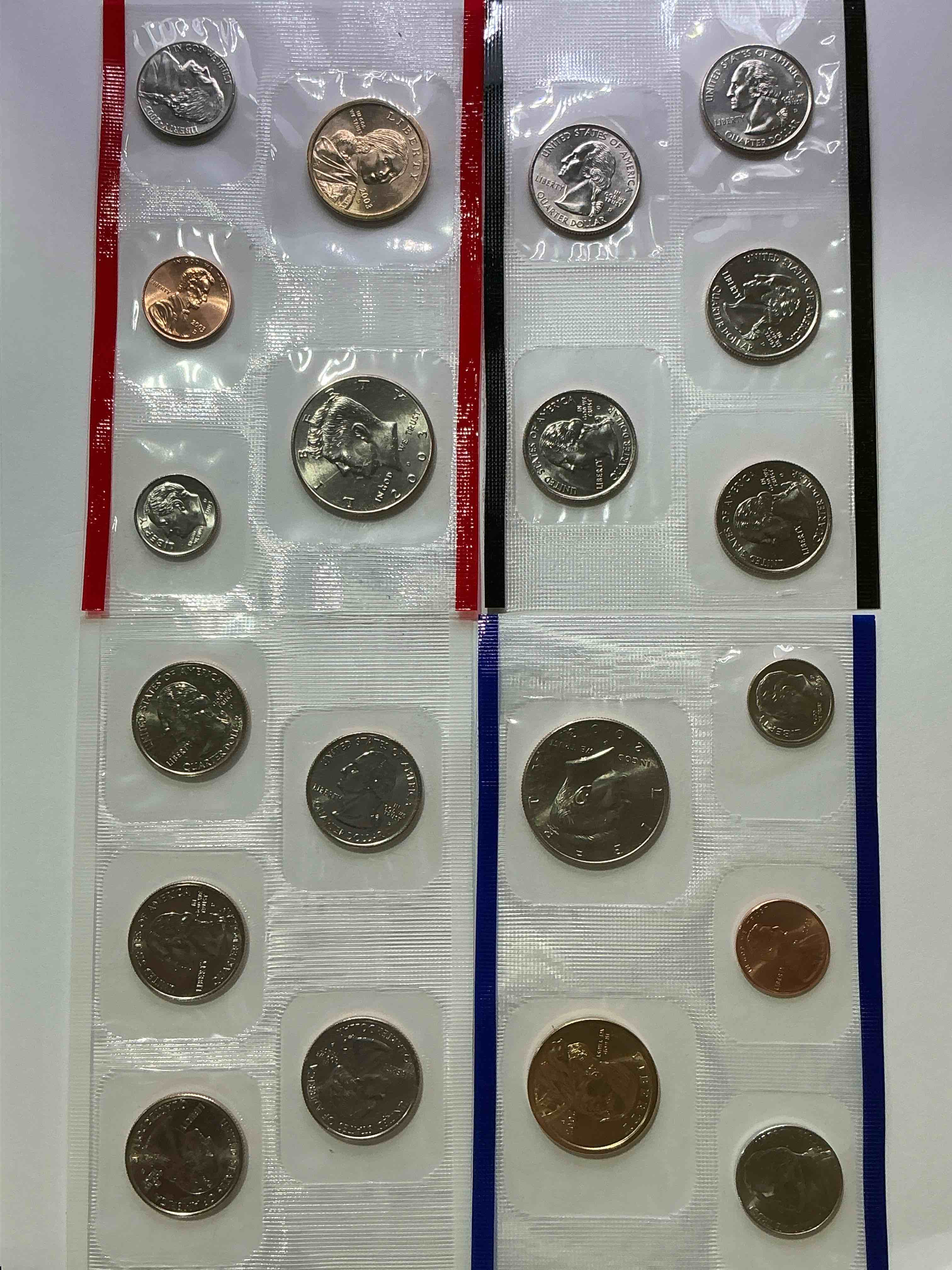 2003 Uncirculated Mint Coins! 20 Coin Mint Coins With State Quarters! Half Dollars, One Dollar Coins, Quarters, Nickels, Dimes & Pennies! 20 Coin Uncirculated Mint Set!