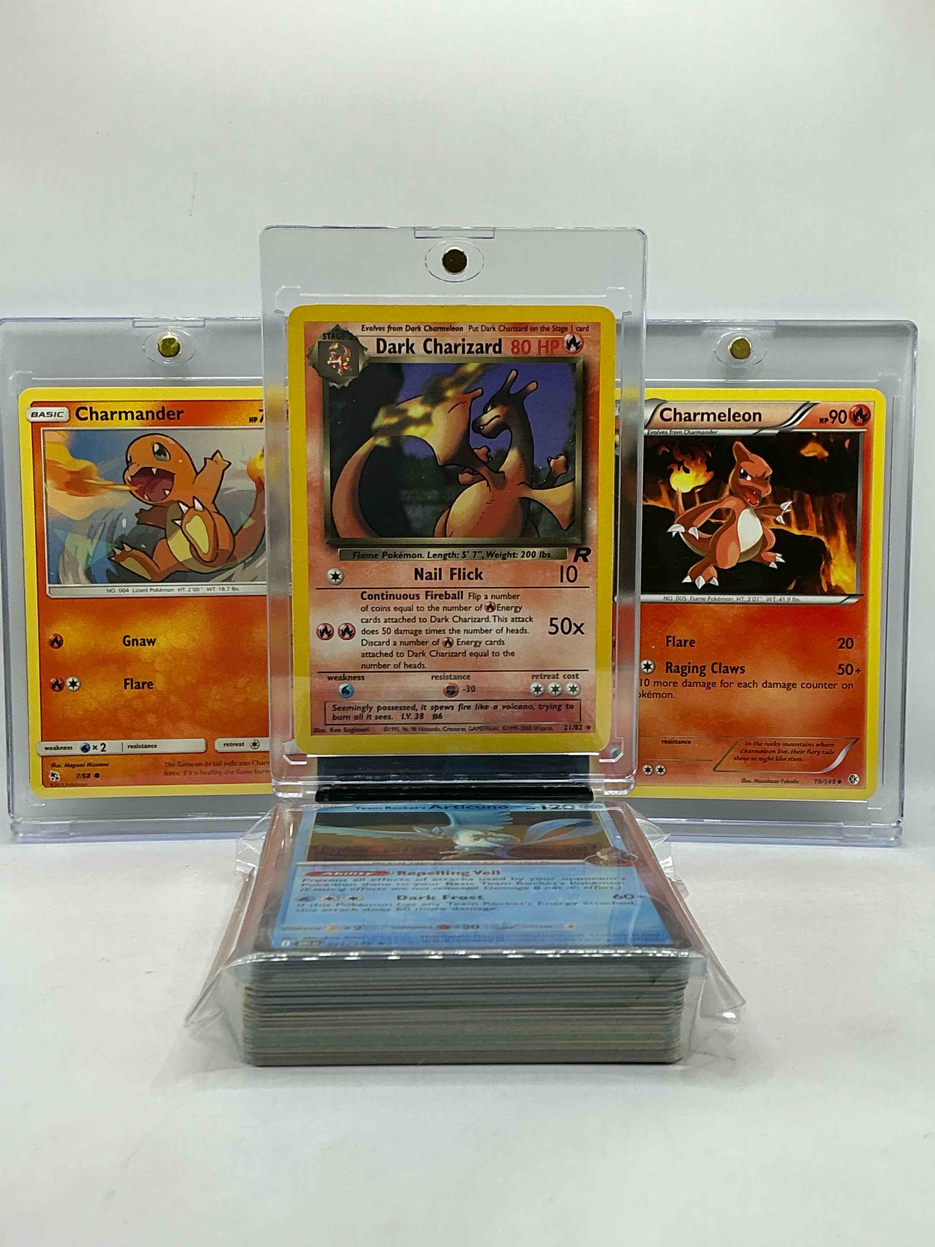 Ultra Rare! 1995 Dark Charizard Pokémon Card, Charmeleon Raging Claws & Charmander Cards! The Evolution Of Charizard… All In One Place! Insane Pokémon Palooza, This 50 Card Lot Is Filled With Legends, Heroes, Commons & More!
