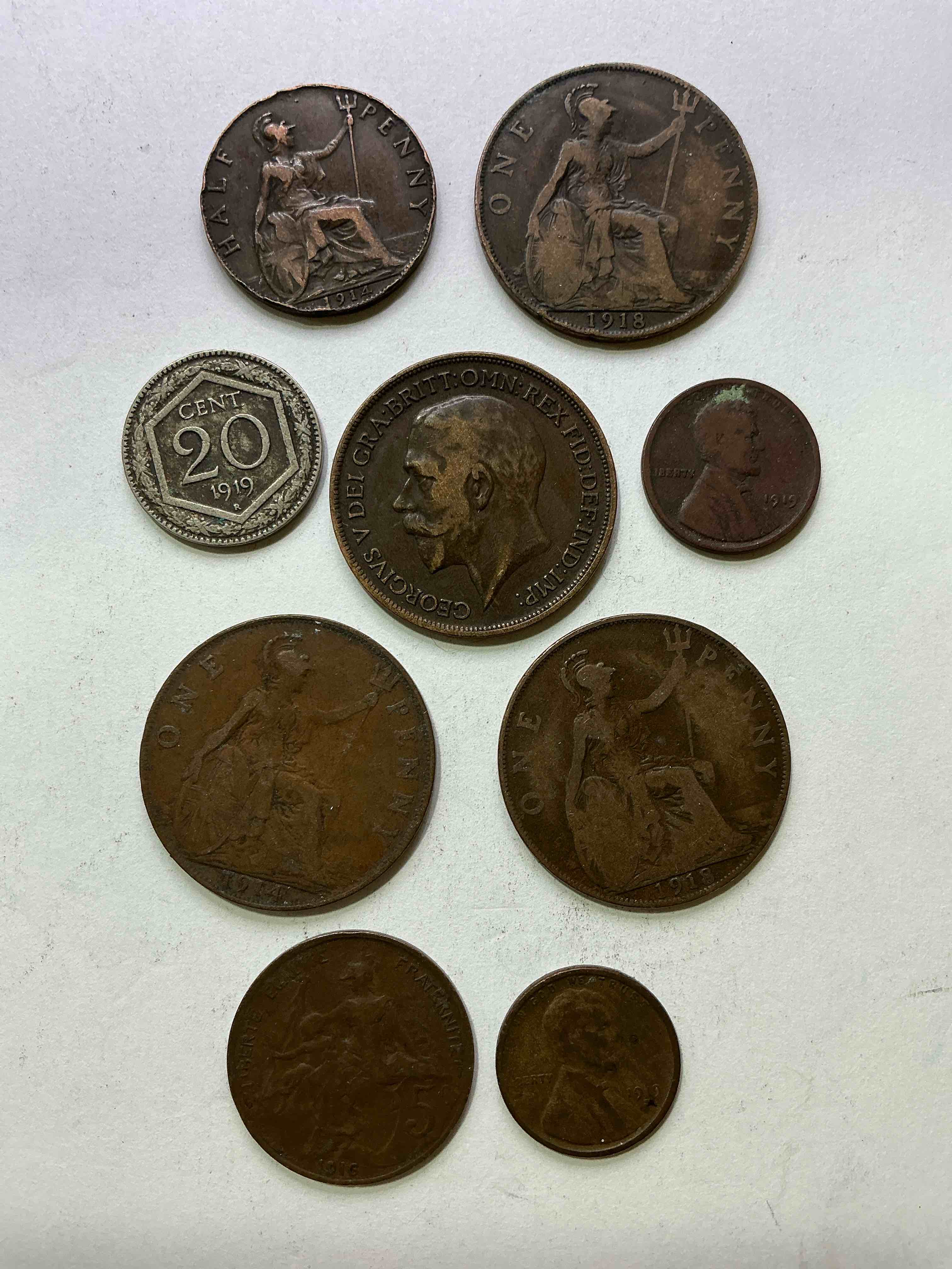 World War One Era Buffs Rejoice! Check Out This Collection Of WW1 Era (1914-1919) Pennies! Super Hard To Collect & Find In One Place! Great Conversation Pieces & Incredible Pieces Of History!