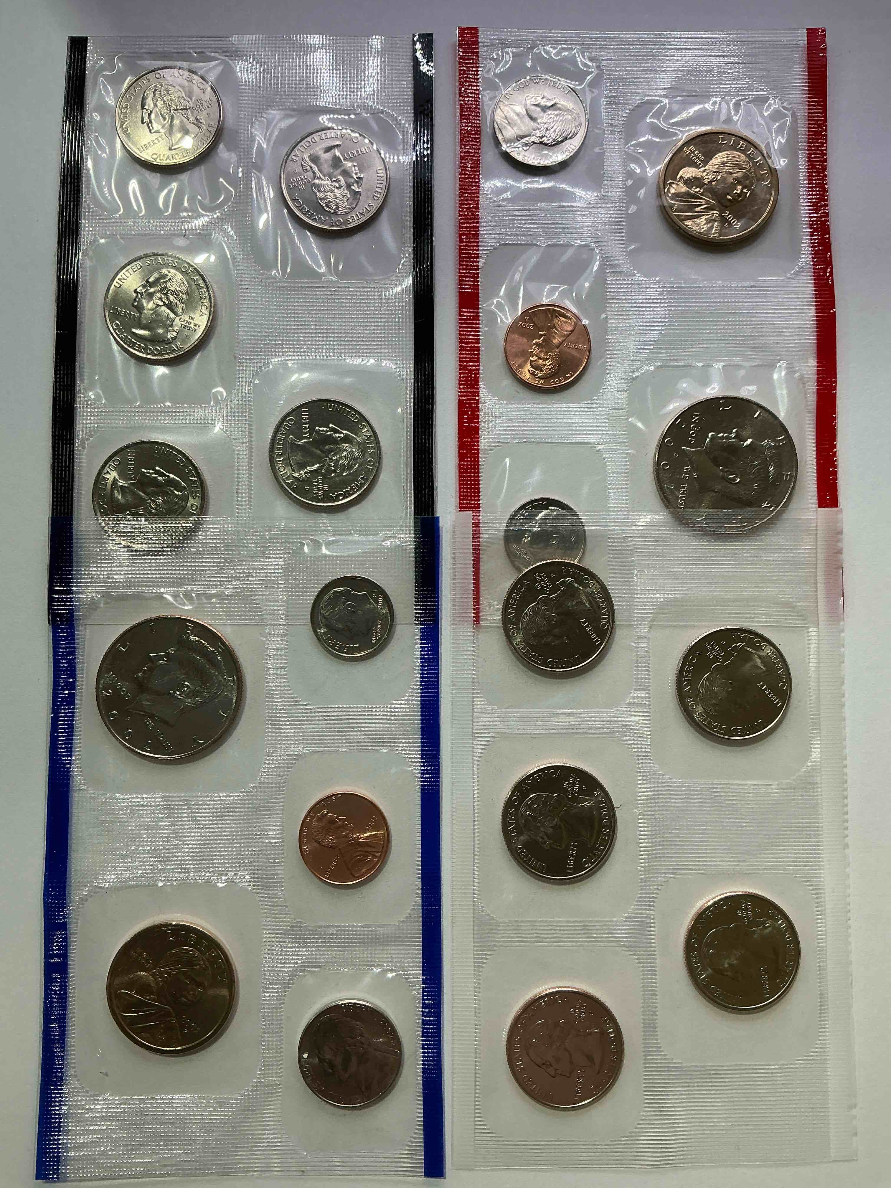 2002 Uncirculated Mint Coins! 20 Coin Mint Coins With State Quarters! Half Dollars, One Dollar Coins, Quarters, Nickels, Dimes & Pennies! 22 Coin Uncirculated Mint Set!