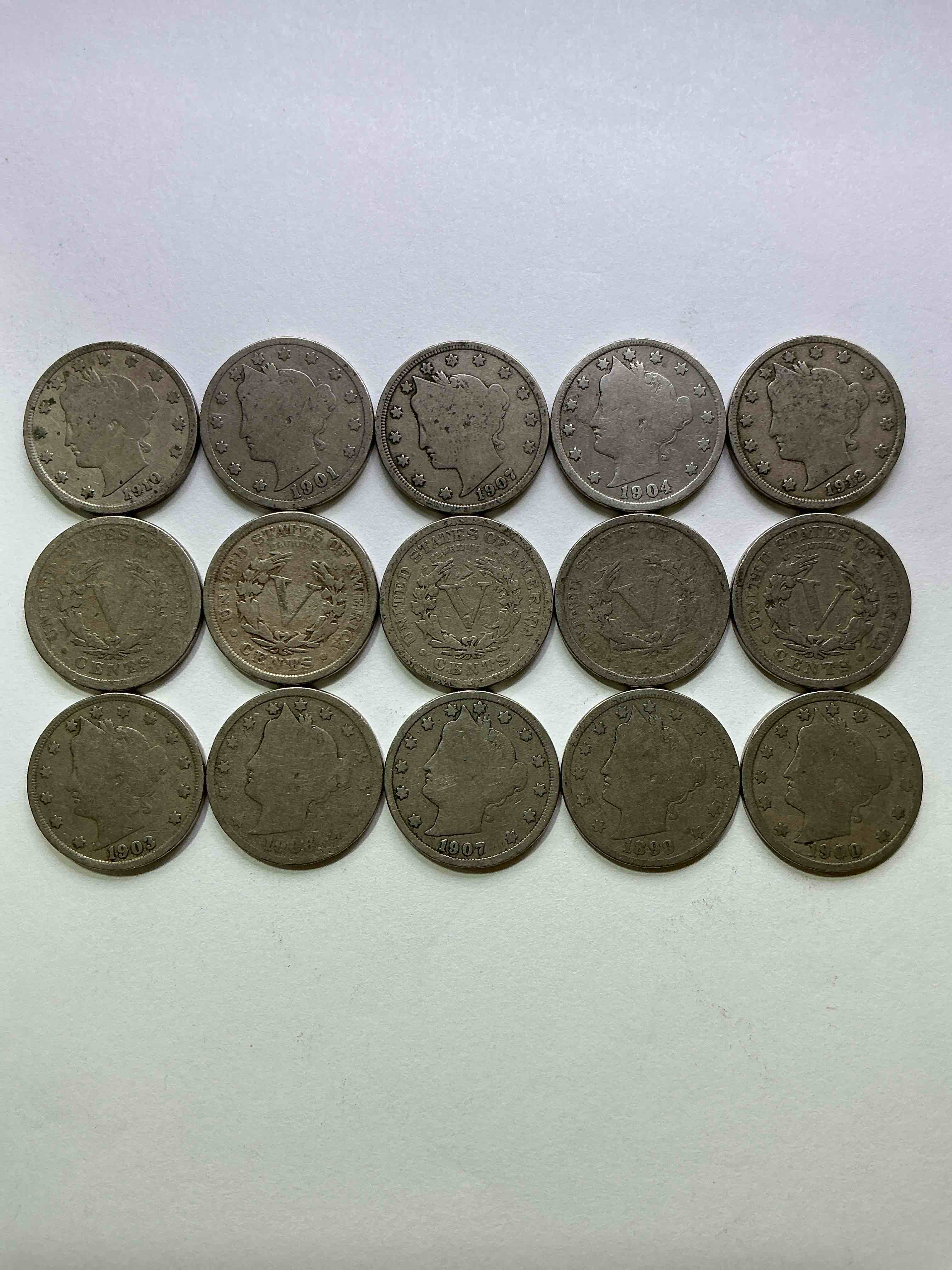 Antique U.S. V Nickels! Think Of The History These Coins Have Seen!, Liberty Head V Nickels Were Minted Up Until 1913 & Were The Style Of Nickels Before Buffalo Nickels. Own Some Cool Pieces Of History! Rare To See These Coins With The "Date On" In Circulated Condition!