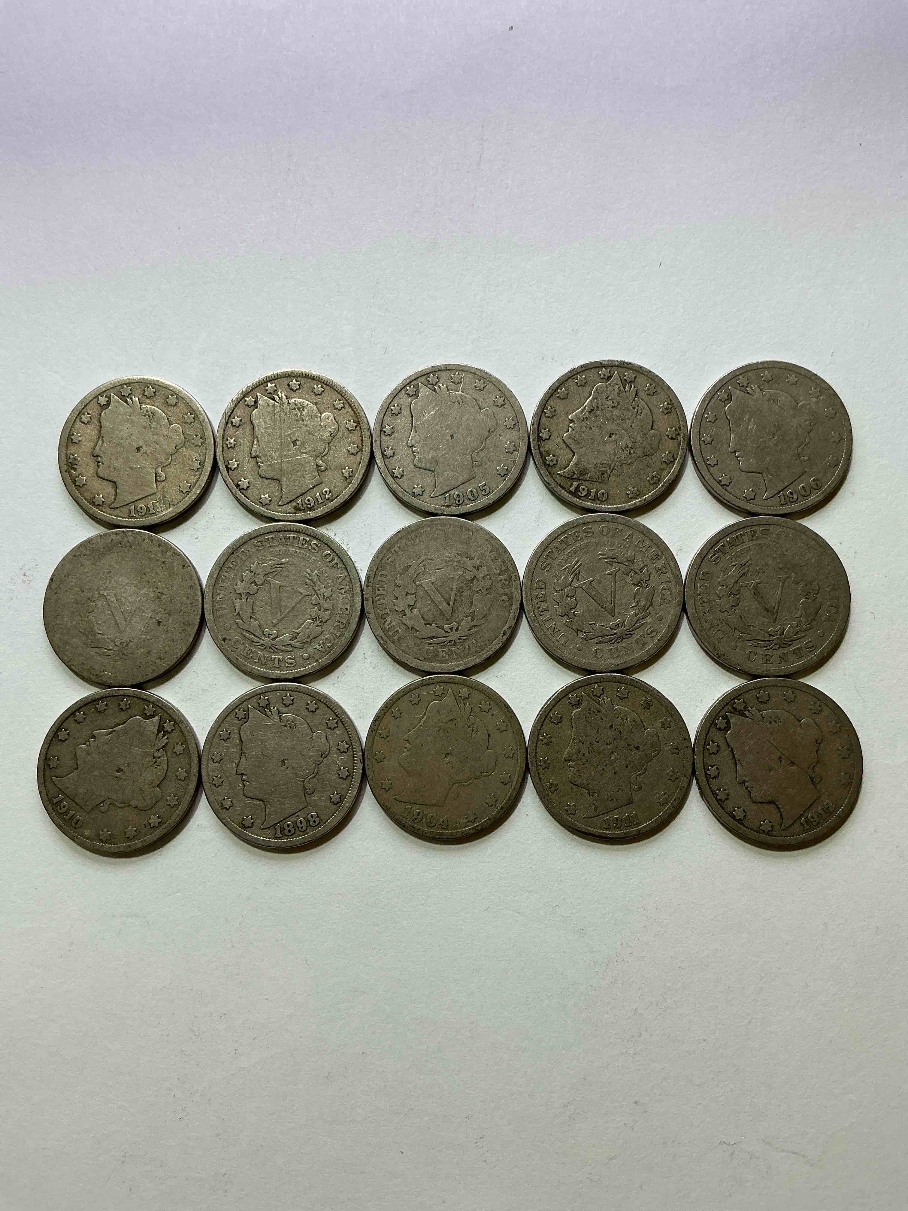 Antique U.S. V Nickels! Think Of The History These Coins Have Seen!, Liberty Head V Nickels Were Minted Up Until 1913 & Were The Style Of Nickels Before Buffalo Nickels. Own Some Cool Pieces Of History! Rare To See These Coins With The "Date On" In Circulated Condition!