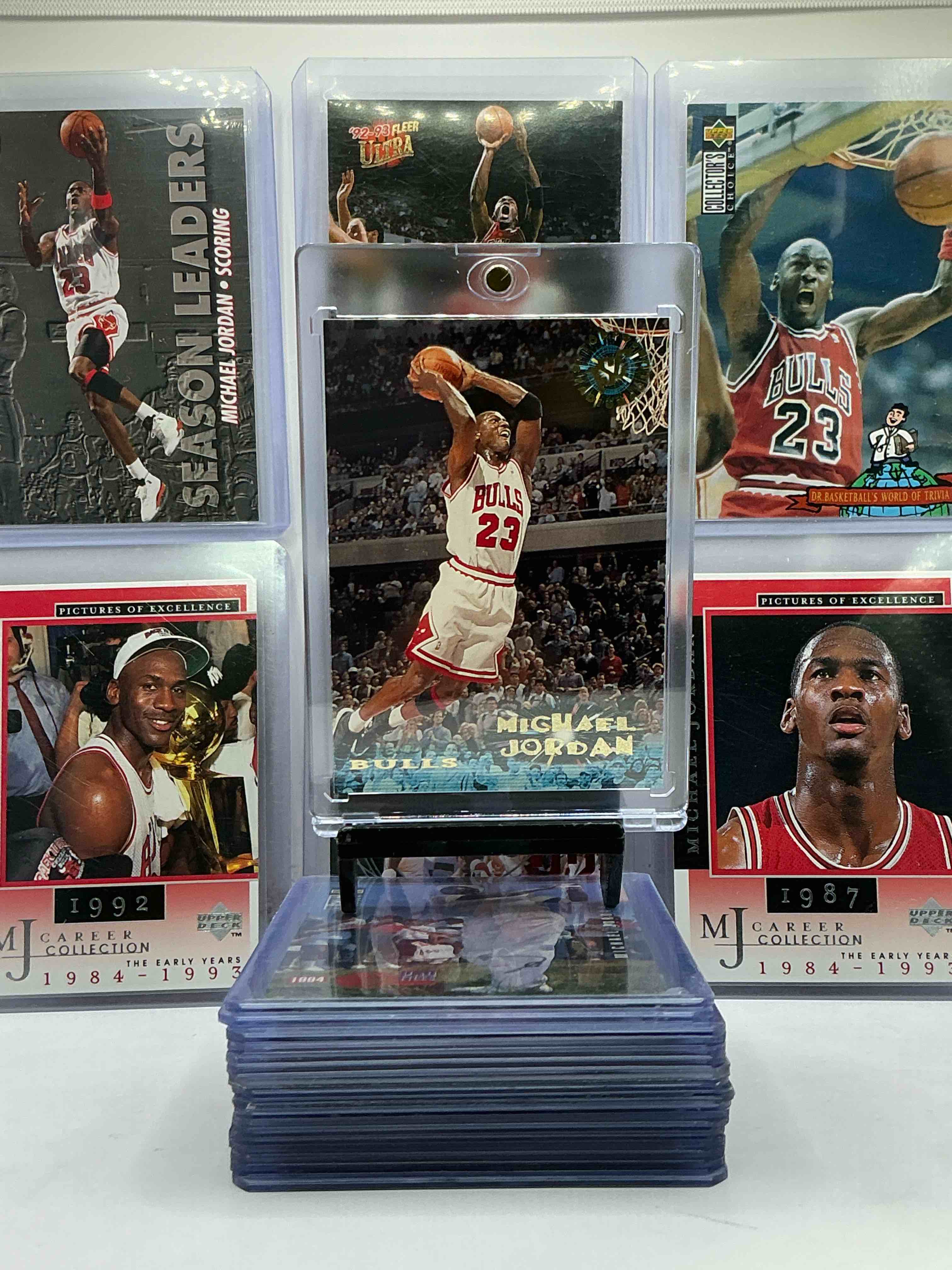 Michael Jordan Christmas Gift Lot! Collectors The GOAT! All Different Years & Brands! NBA Hoops, Upper Deck, Fleer & More! Michael Jordan Lot Craziness! All In Cases!