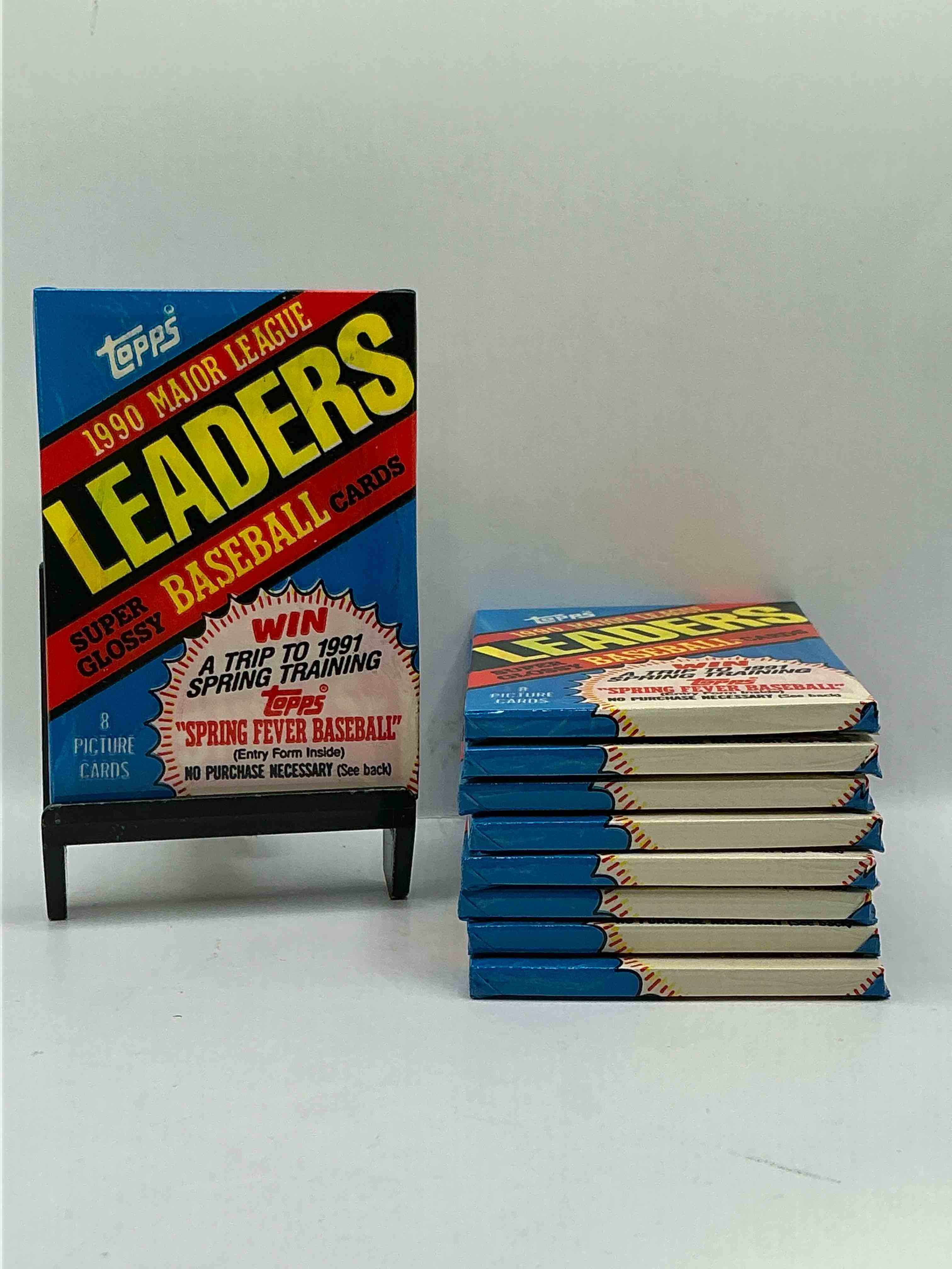 Ultra Rare! 1990 "MLB Leaders" Unopened Miniature Baseball Collectible Card Packs, 8 Cards Per Pack, Direct From Original Retail Case. Super Rare, Impossible To Find! Like New Condition!