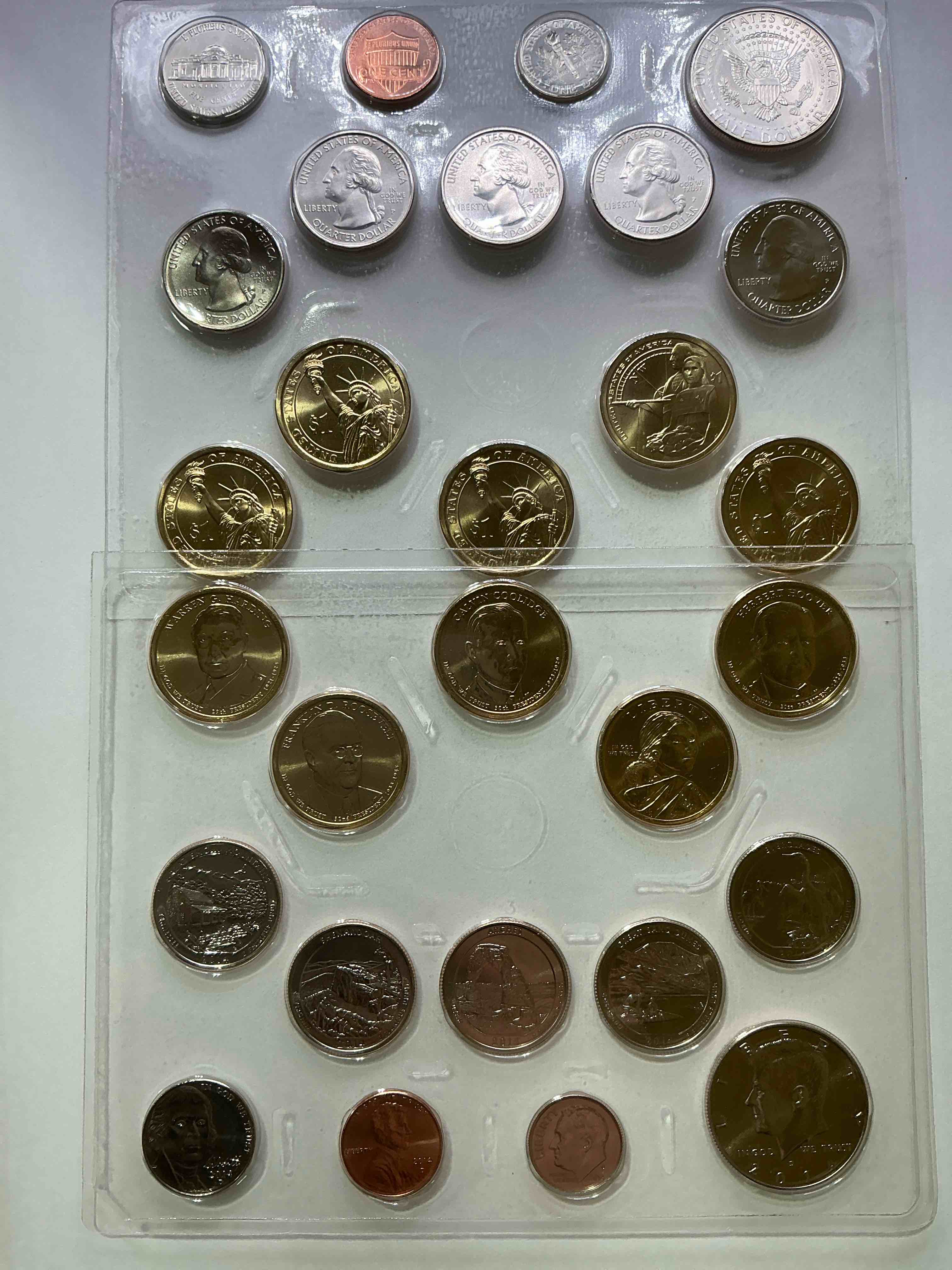 2014 Uncirculated Mint Coins! 28 Coin Lot, With MULTIPLE Dollar Coins, Half Dollars, Quarters, Dimes, Nickels & Pennies! WOW!