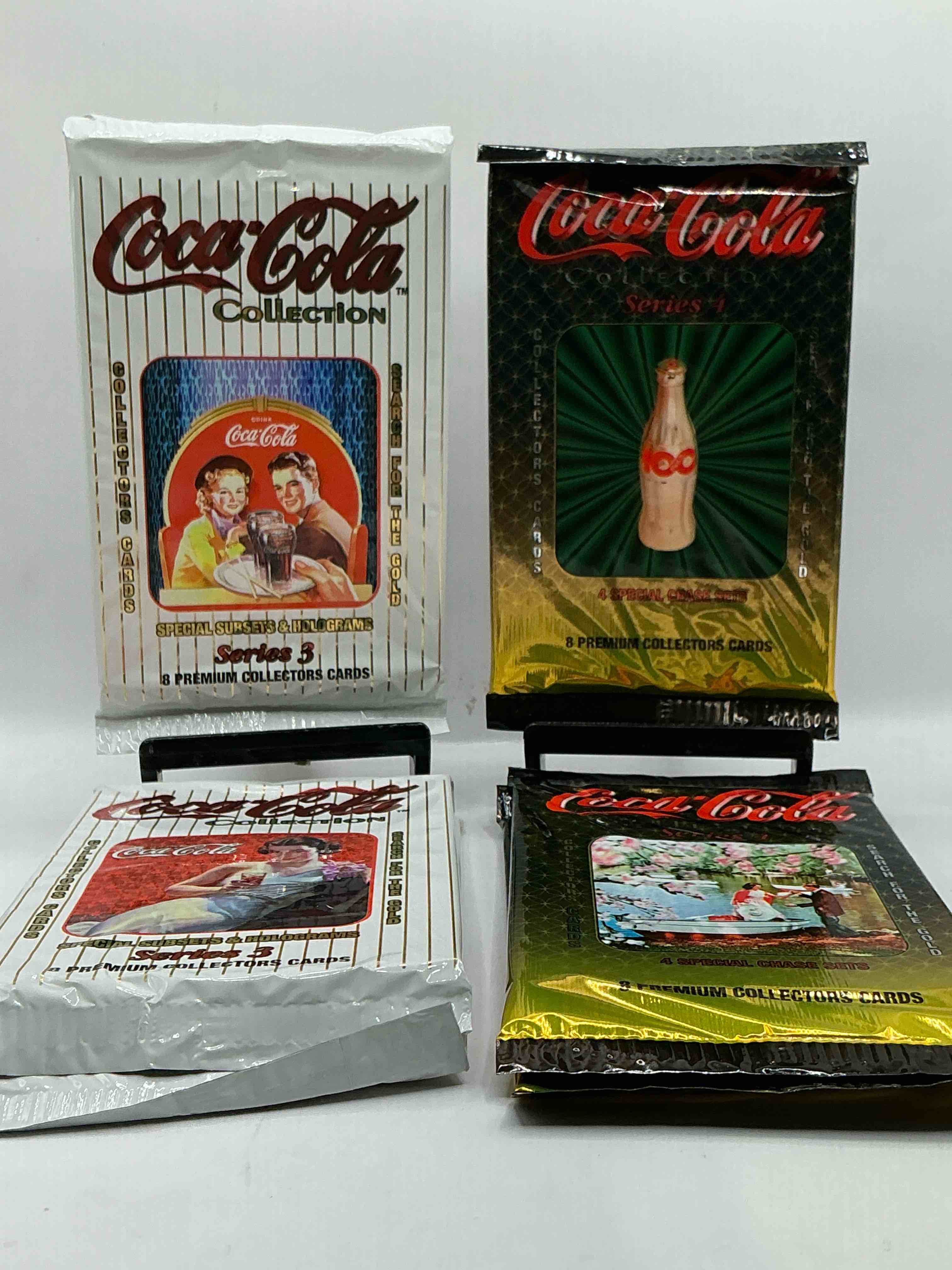 Coca Cola Collectors Rejoice! 1994 SERIES THREE & FOUR Coke Collector Card Sealed Wax Packs, Direct From Original Retail Case! These Cards Are Super Rare & A Must For Coke Collectors! Search For Randomly Inserted Gold Cards, These Packs Are Nearly Impossible To Find!