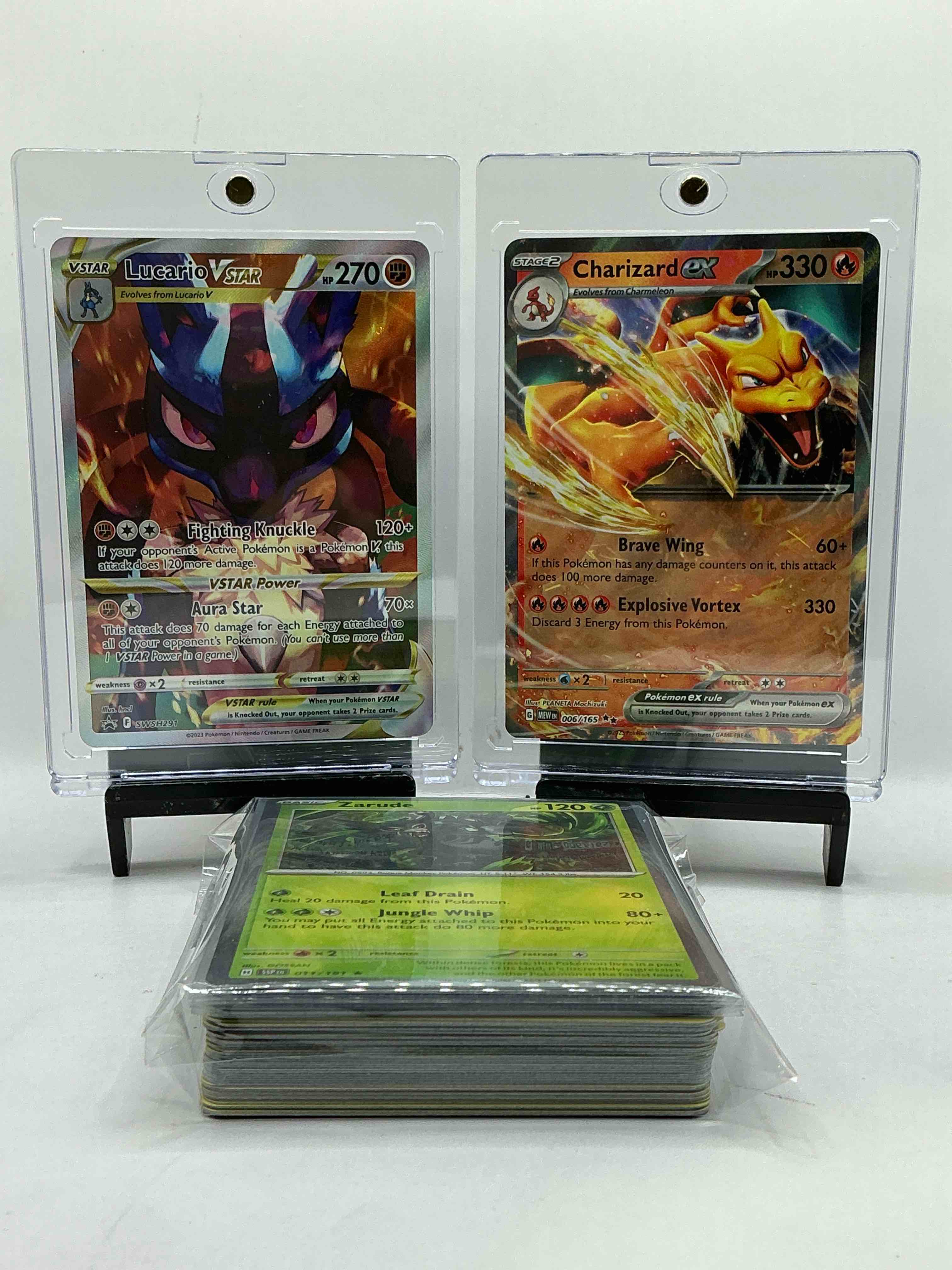 Pokémon Palooza! Charizard Slash Art Holo & Lucario VSTAR Beautiful Art Graphic Card! Insane Combo! This 50 Card Pokémon Lot Is Filled With Legends, Heroes, Holos, Commons & More!