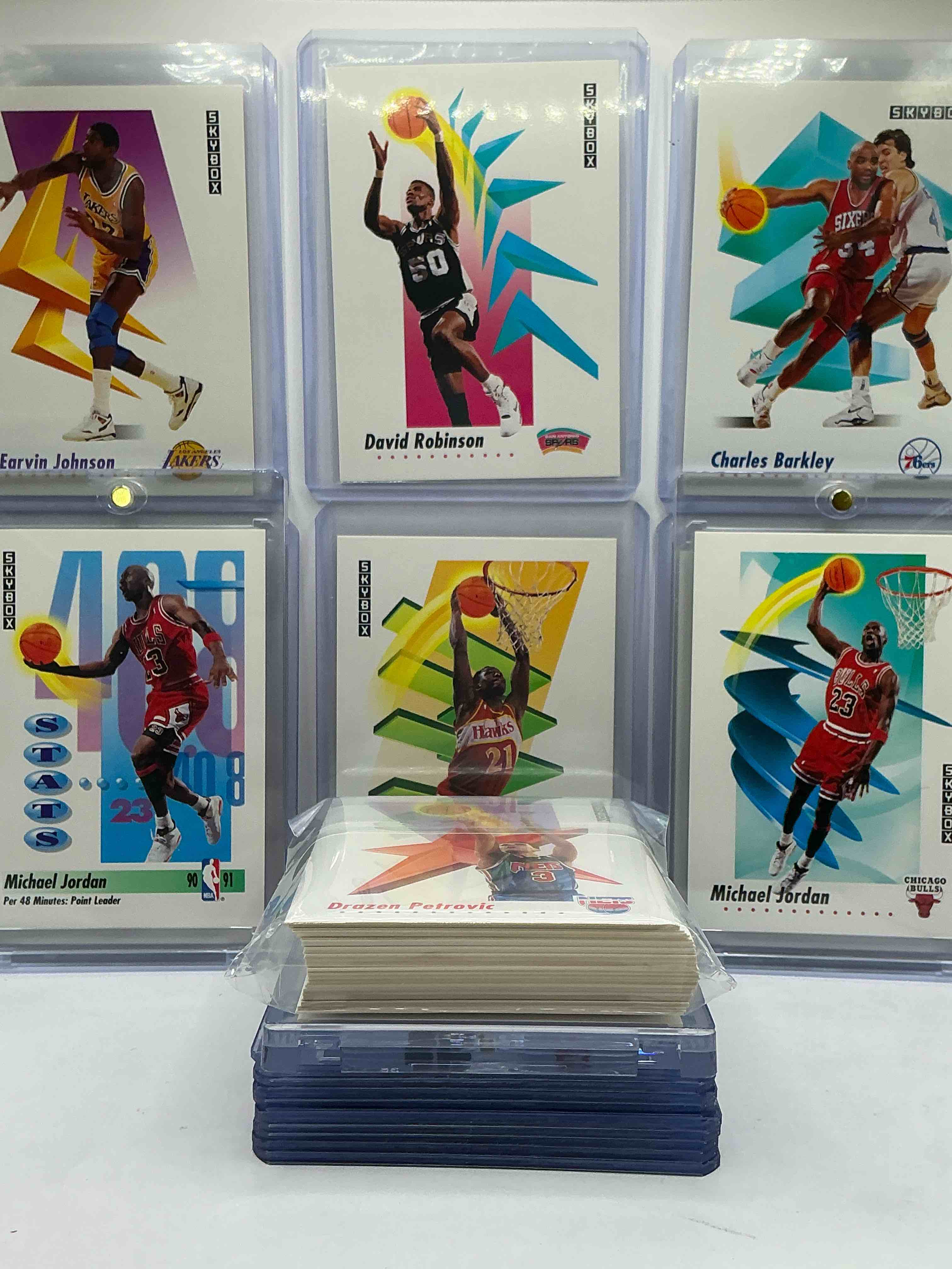 1991/92 Skybox Michael Jordan & More! Holy Grail Basketball! 1991/92 Skybox Basketball Cards! 50 Card Craziness! One Of The Most Coveted Michael Jordan, Larry Bird, Scottie Pippen, Charles Barkley, Karl Malone, Akeem Olajuwon & Clyde Drexler Cards! Along With Other Nice 1991 NBA Basketball Cards! Wilkins & More! These Cards Are Super Rare, Only 5 Years Off From A Jordan Rookie! Awesome Base Cards Combo! Wow! Mixed With A Variety Of Other Cards, Doesn't Get Better Than This!