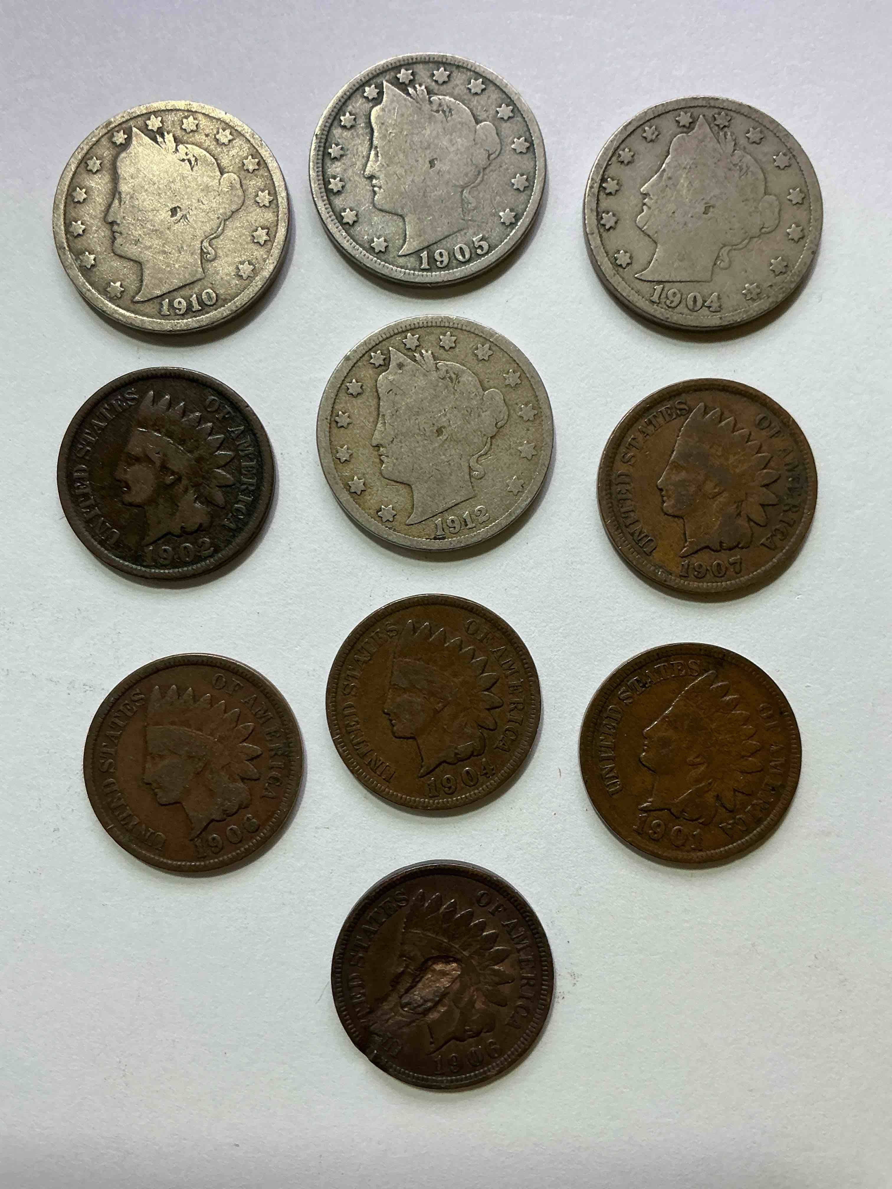 Antique U.S. V Nickels & Indian Head Pennies! Think Of The History These Coins Have Seen!, Liberty Head V Nickels Were Minted Up Until 1913 & Were The Style Of Nickels Before Buffalo Nickels. Own Some Cool Pieces Of History! Rare To See These Coins With The "Date On" In Circulated Condition & Indian Head Pennies! These Gorgeous U.S. Pennies Were Minted From 1859-1909 & Have Become Serious Collector Items! The "Indian Head" Design Is Actually A Representation Of Lady Liberty Wearing An Indian Headdress. Here Are Beautiful, Well-Kept Examples Representing Many Different Mint Years! Great For Collecting, Investing & Learning History, & Rare With Visible Dates!