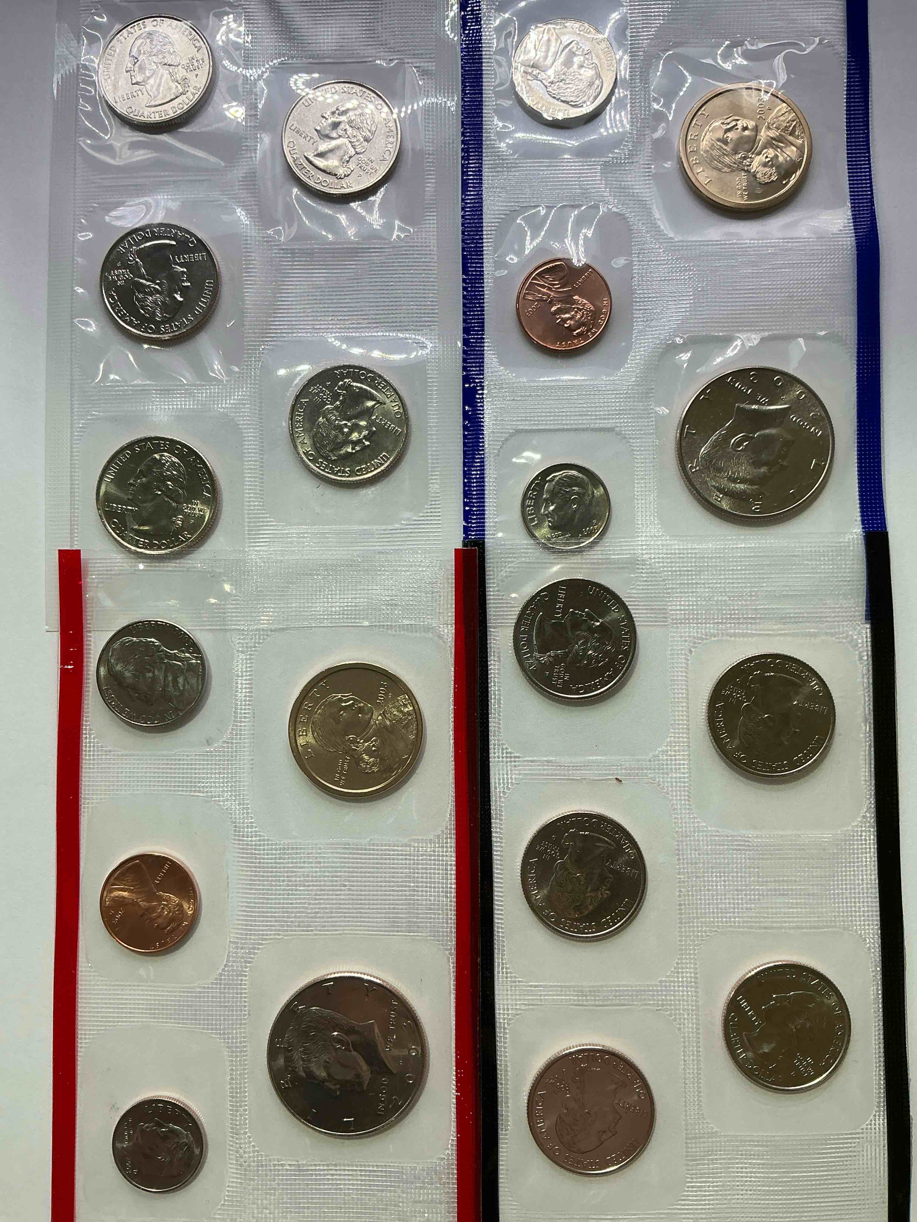 2003 Uncirculated Mint Coins! 20 Coin Mint Coins With State Quarters! Half Dollars, One Dollar Coins, Quarters, Nickels, Dimes & Pennies! 20 Coin Uncirculated Mint Coins! 