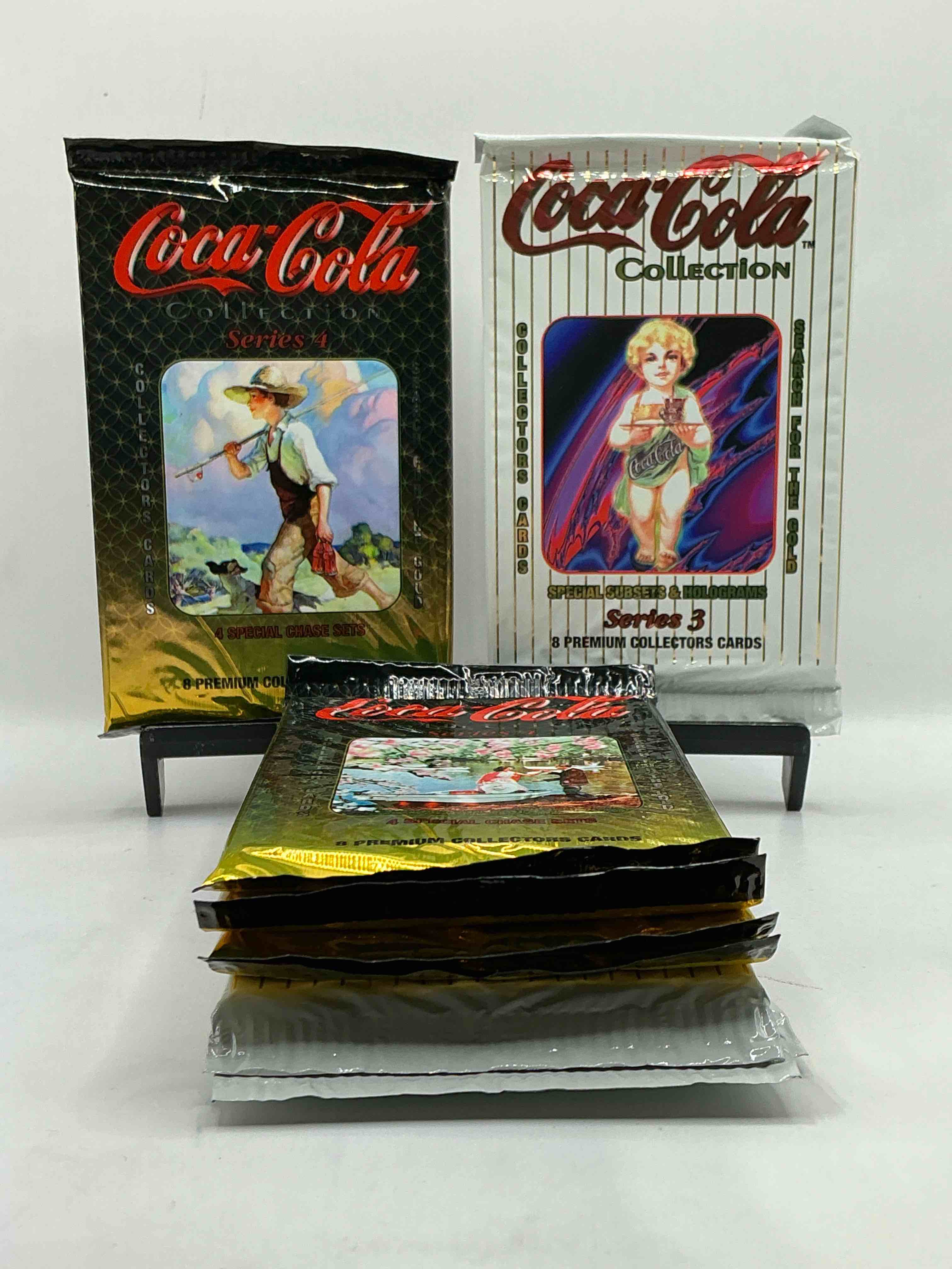 Coca Cola Collectors Rejoice! 1994 SERIES THREE & FOUR Coke Collector Card Sealed Wax Packs, Direct From Original Retail Case! These Cards Are Super Rare & A Must For Coke Collectors! Search For Randomly Inserted Gold Cards, These Packs Are Nearly Impossible To Find!