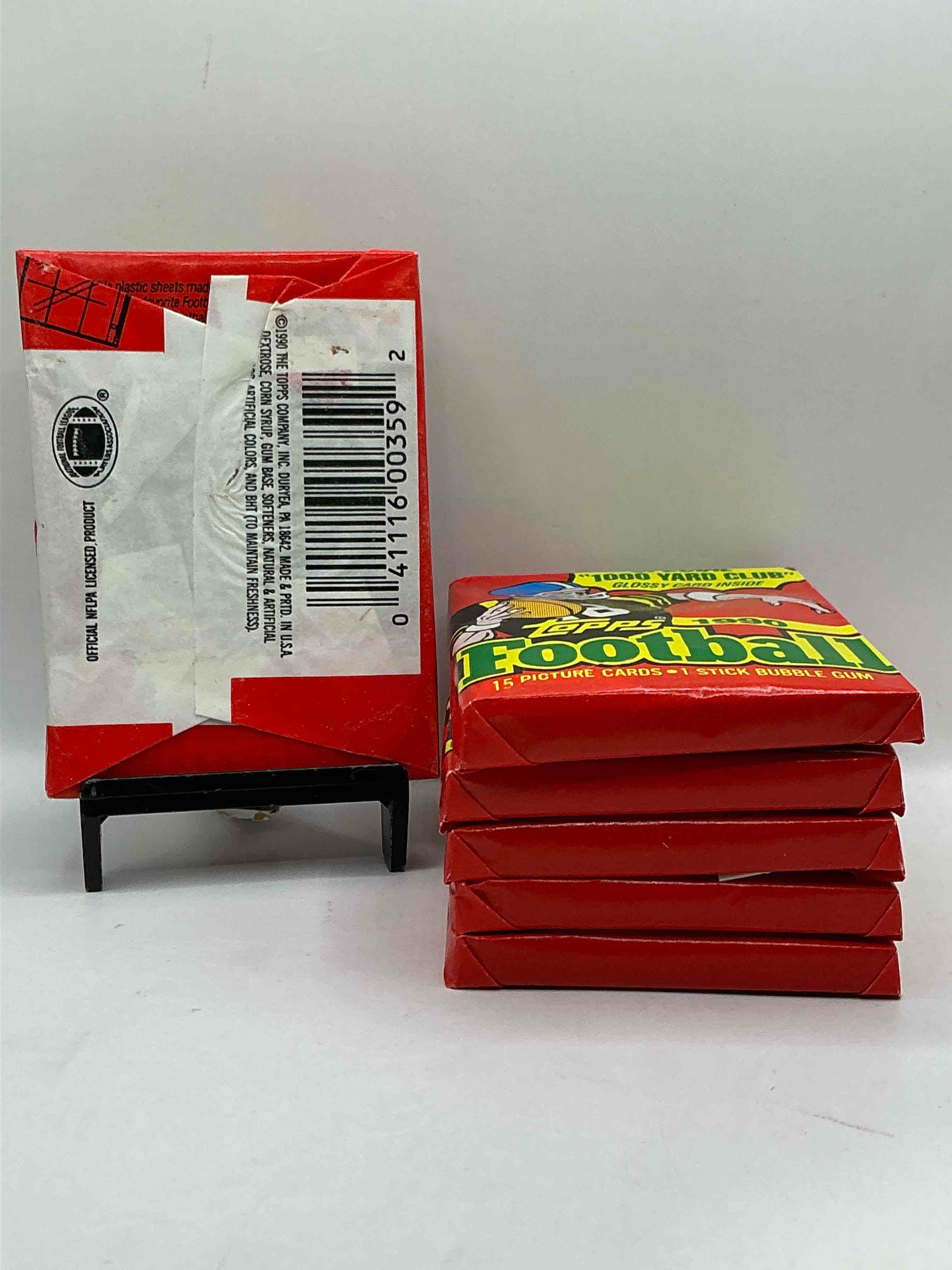 Condition photo showing New/Like New for Joe Montana, Emmitt Smith & Barry Sanders!? 1990 Topps Football Unopened Sports Card Wax Pack, Direct From Original Retail Box! Getting Hard To Find! Search For Early Barry Sanders & Jerry Rice & So Much More!