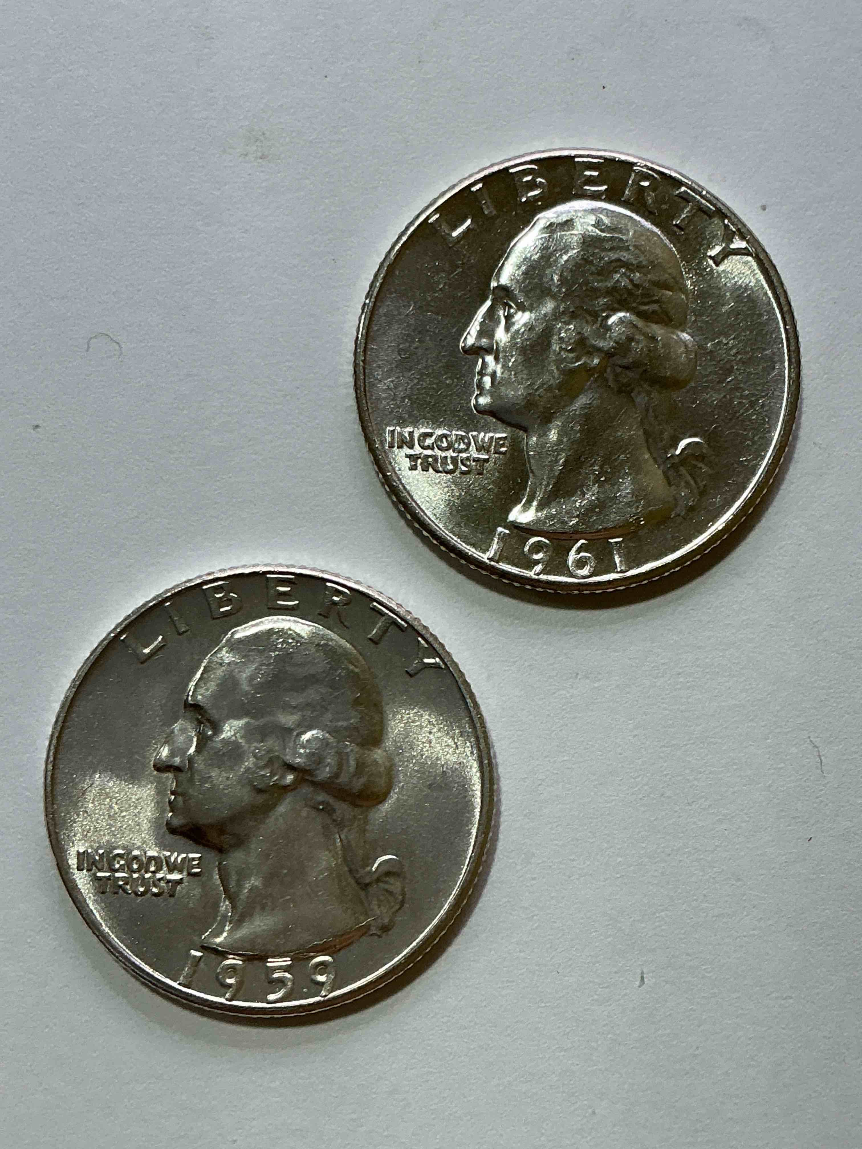 George Washington Brilliant Uncirculated Silver! Pre 1965 U.S. Quarter Dollar Coins Were Actually Silver, Here Are two Great Examples Of Awesome, Pristine George Washington Silver Quarters, Stunning & Uncirculated! Rare Mints! Great For Investing In Precious Metals! These Coins Were Minted At 90% Silver and 10% Copper, Giving Them A Net Weight Of .18084 Ounces Of Pure Silver Per Coin! Very Hard To Find Uncirculated, Stunning! Invest In Fine U.S. Silver!