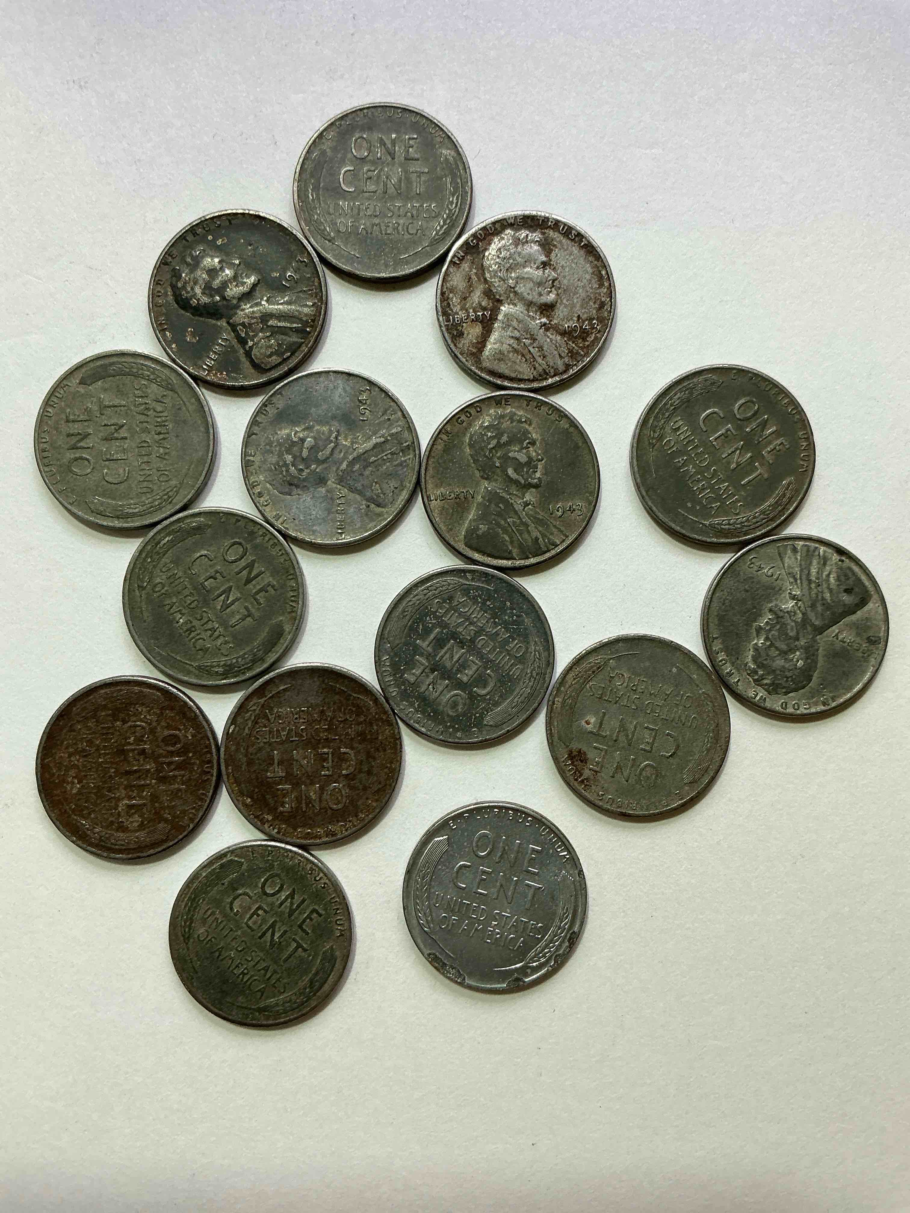 Condition photo showing Good Condition for 1943 World War Il History! Did You Know That In 1943 Copper Was So Valuable For Making Ammunition That The U.S. Treasury Made Pennies Out Of Steel?! 1943 STEEL Pennies Have Become Valuable, Rare Collector Items! Up For Auction Are Rare WWII Steel Pennies Appearing Circulated. Own Pieces Of World War II History That Are An Awesome Investment!