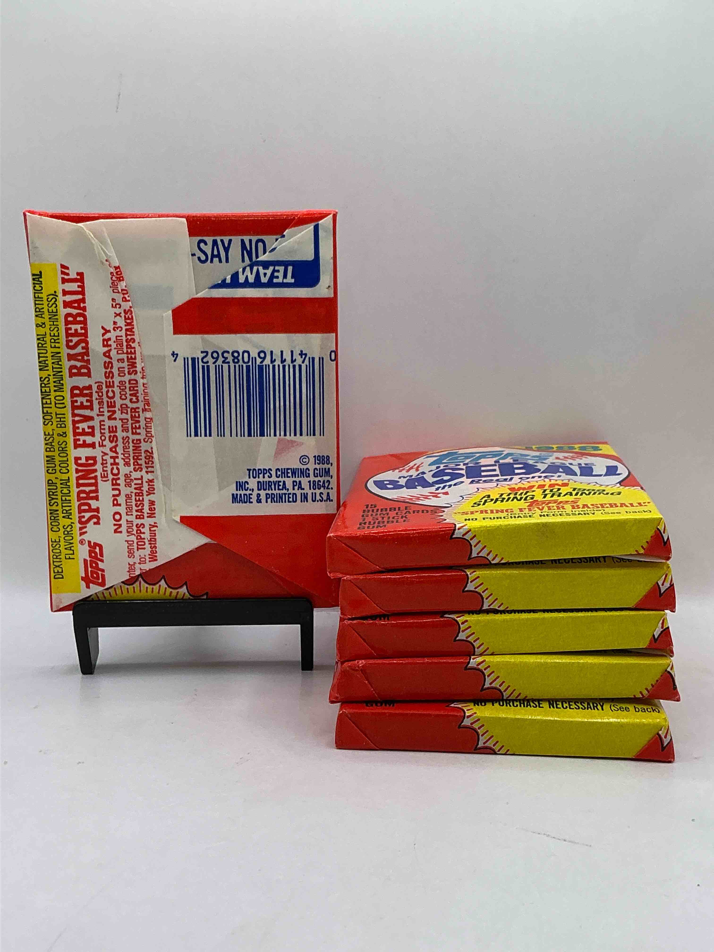 Condition photo showing New/Like New for 80's Baseball Fan's Rejoice! 1988 Topps Baseball Unopened Wax Packs Full Of Collectible Trading Cards! Search For Valuable Don Mattingly "World Of Baseball" & Nolan Ryan Cards Worth Hundreds In Perfect Condition!