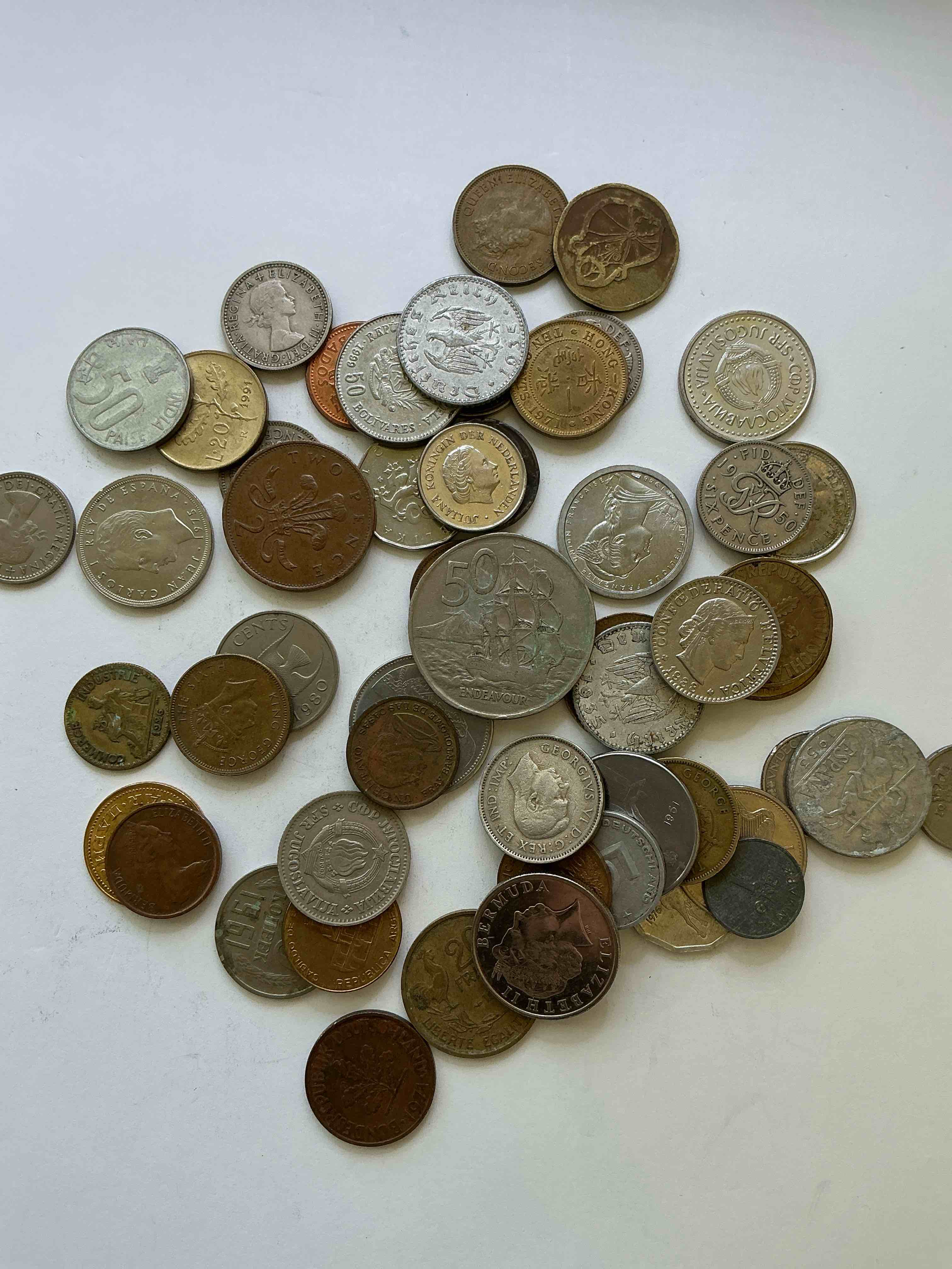 Condition photo showing Good Condition for World Coins, Antique & Vintage! Each Lot Is Unique! Many Different Years, Countries, Sizes & Exotic Places. This Cool Collection Of Antique Coins From Around The World Is Loads Of Fun! Have Fun Identifying Each Coin & Country As A Great Educational Tool! A Great Investment Too!