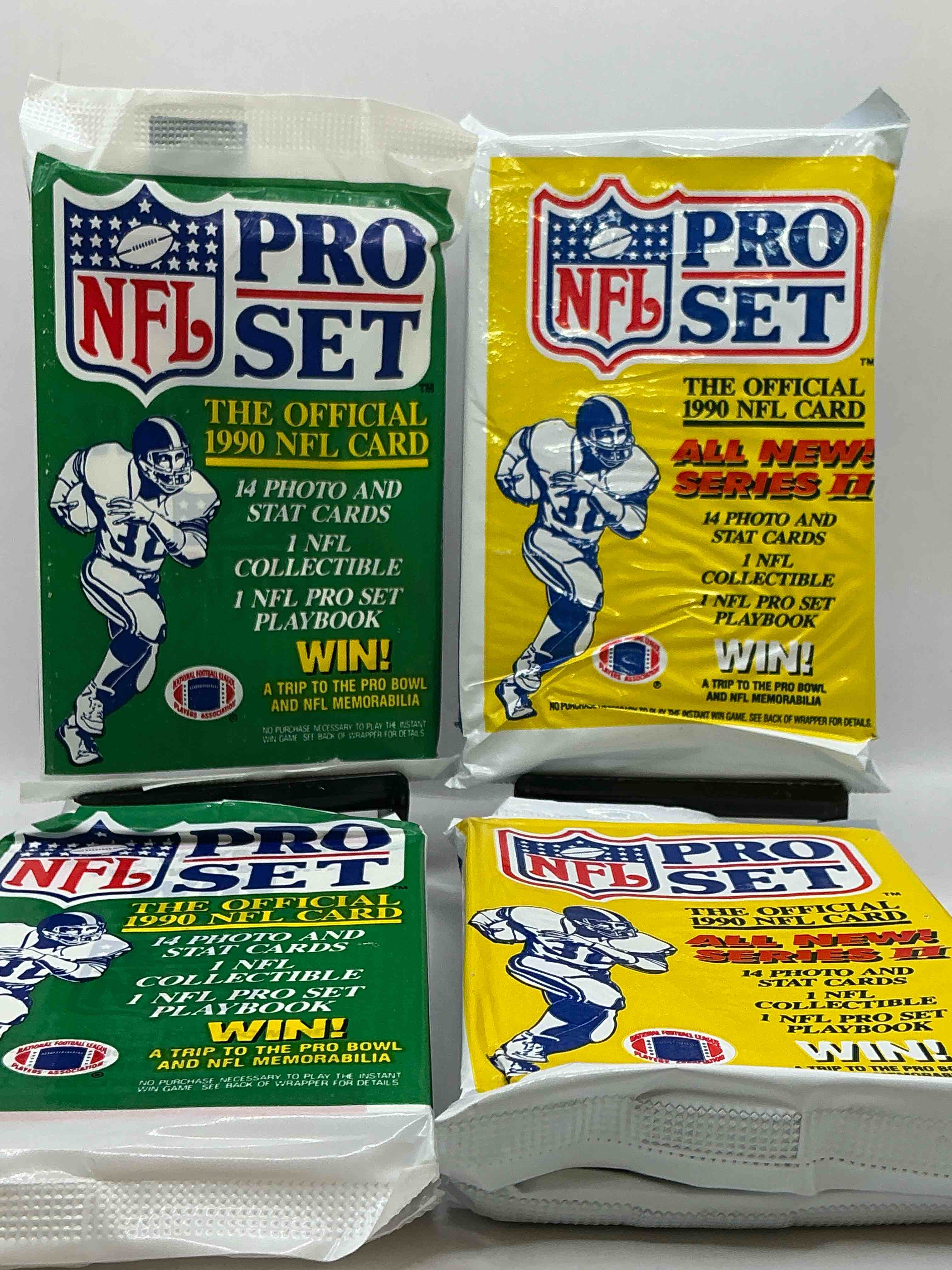 Condition photo showing New/Like New for Wow! 1990 Pro Set Football Sealed Card Pack, Direct From Original Retail Case!Highly Sought After By Collectors As This Year Is Loaded With High Profile Cards!Search For Cards From Barry Sanders, Deion Sanders, Troy Aikman, Michael Irvin & Much More! Getting Hard To Find!