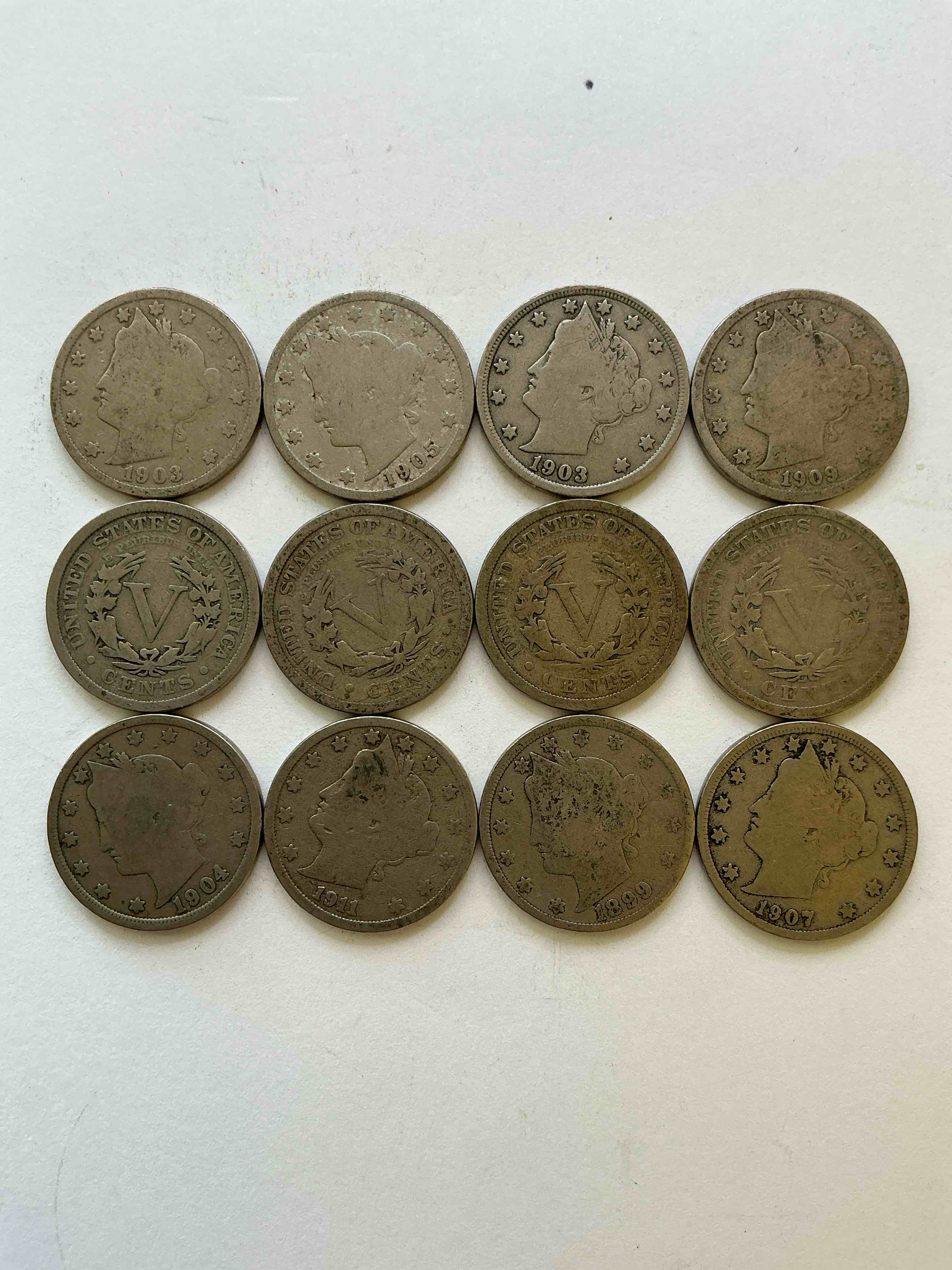 Antique U.S. V Nickels! Think Of The History These Coins Have Seen!, Liberty Head V Nickels Were Minted Up Until 1913 & Were The Style Of Nickels Before Buffalo Nickels. Own Some Cool Pieces Of History! Rare To See These Coins With The "Date On" In Circulated Condition!