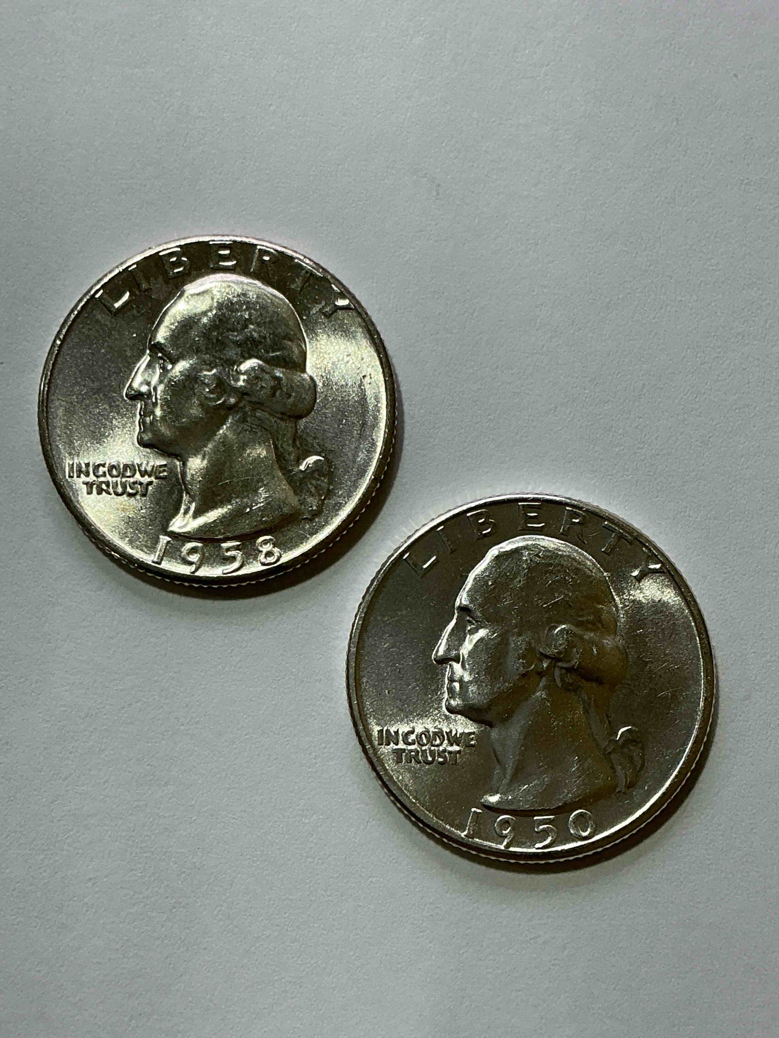 George Washington Brilliant Uncirculated Silver! Pre 1965 U.S. Quarter Dollar Coins Were Actually Silver, Here Are two Great Examples Of Awesome, Pristine George Washington Silver Quarters, Stunning & Uncirculated! Rare Mints! Great For Investing In Precious Metals! These Coins Were Minted At 90% Silver and 10% Copper, Giving Them A Net Weight Of .18084 Ounces Of Pure Silver Per Coin! Very Hard To Find Uncirculated, Stunning! Invest In Fine U.S. Silver!