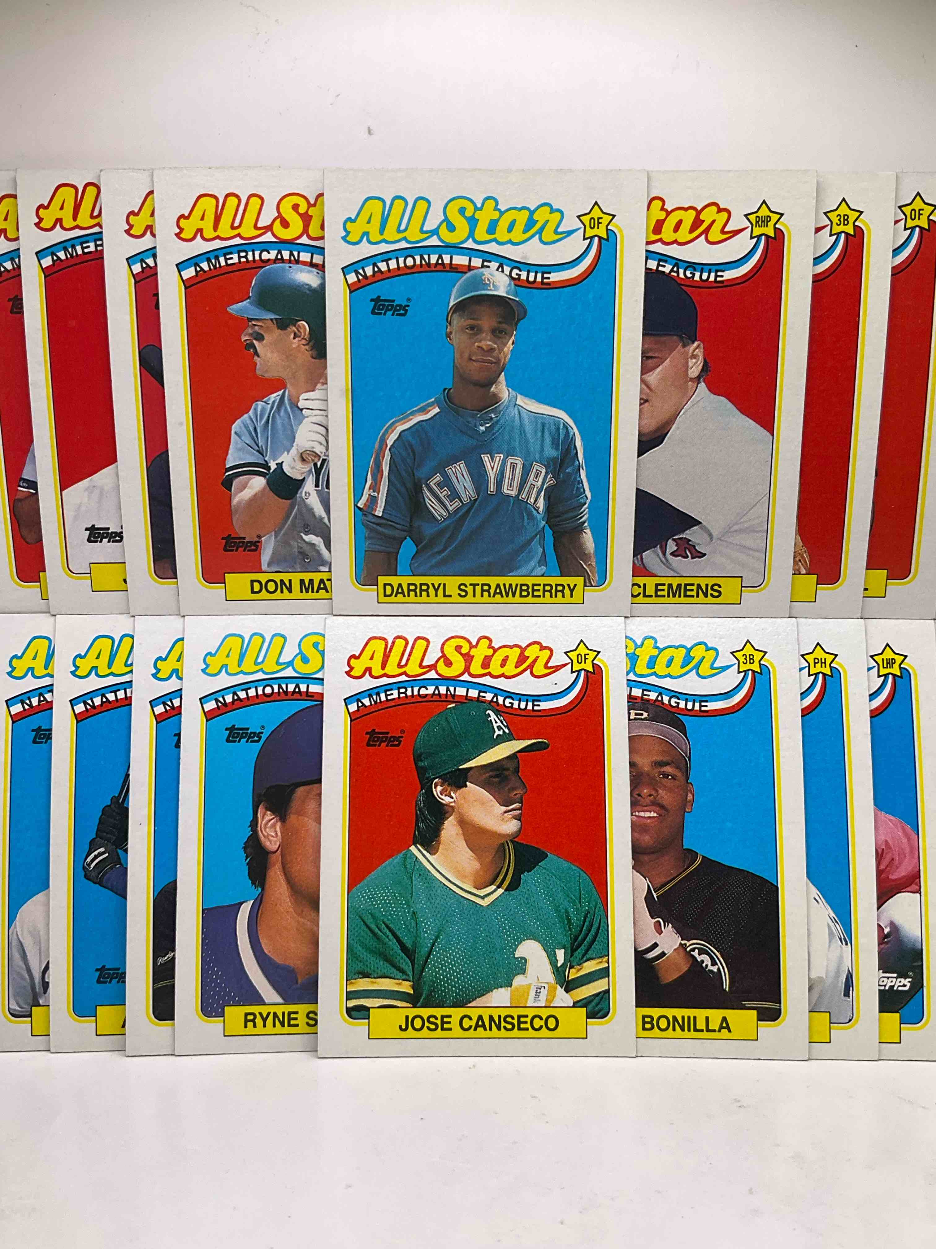 Condition photo showing New/Like New for 1989 Topps Baseball All Star Set! Insane Legends! 22 Card All Stars From 1988! Don Mattingly, Roger Clemens, Ryne Sandberg, Tony Gwynn, Ozzie Smith & More!