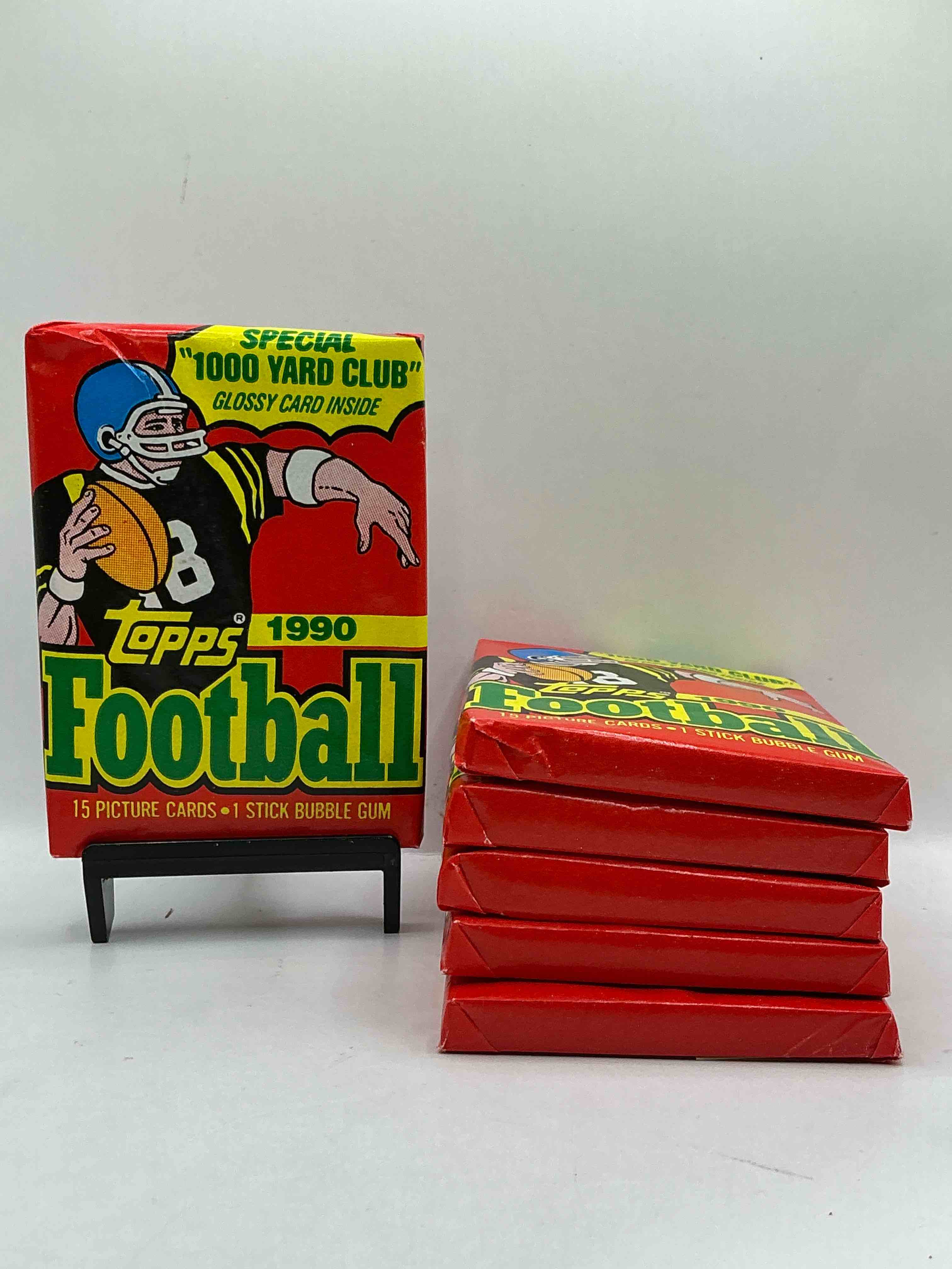 Joe Montana, Emmitt Smith & Barry Sanders!? 1990 Topps Football Unopened Sports Card Wax Pack, Direct From Original Retail Box! Getting Hard To Find! Search For Early Barry Sanders & Jerry Rice & So Much More!