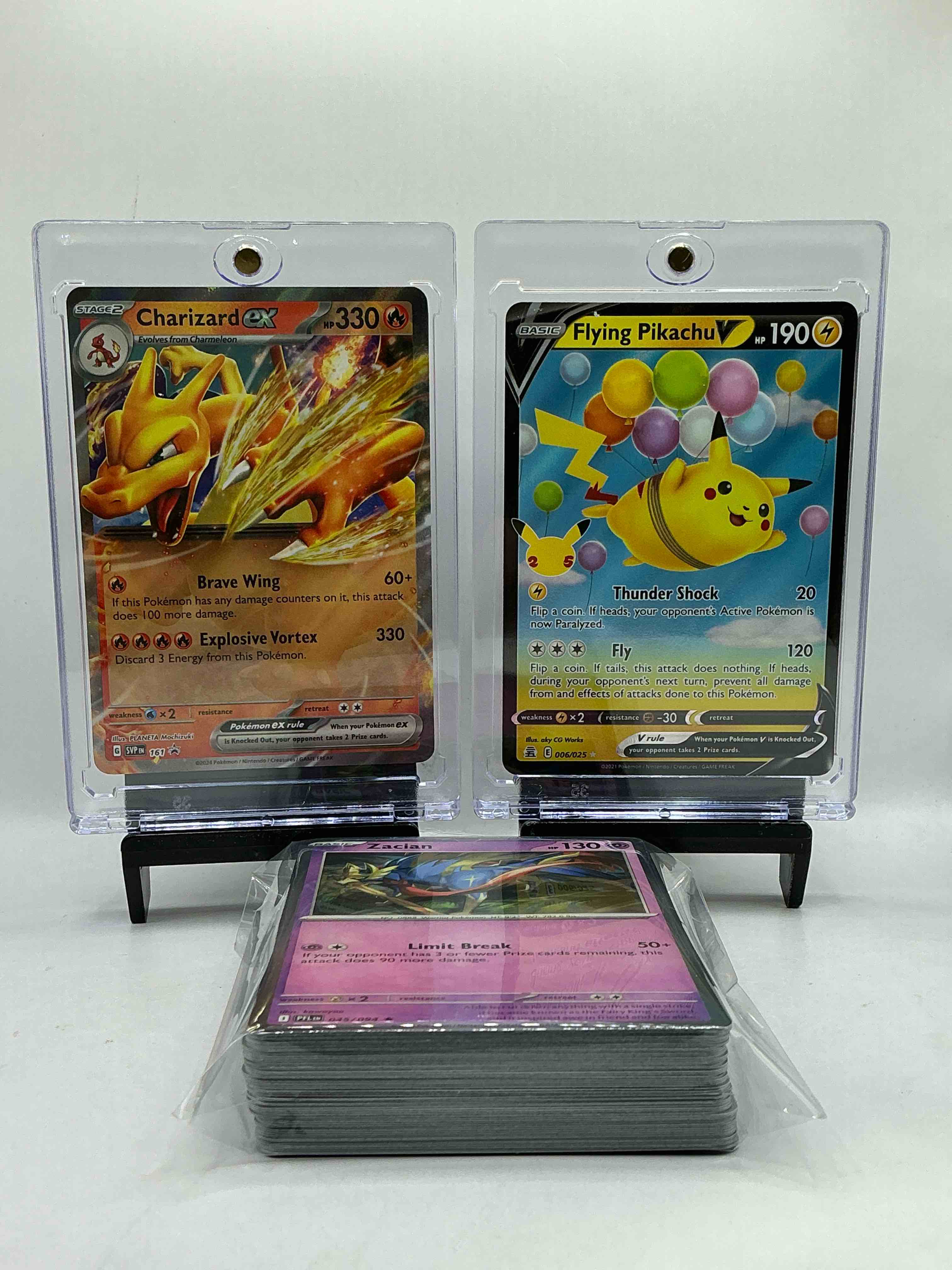 Charizard EX SLASH Holo Rare Design, Pikachu Flying V & More! Crazy Pokémon Party! Pikachu & Charizard Are Two Of The Most Collected Pokemon… All In One Place! 50 Card Lot Includes Commons, Heroes. Legends & More!
