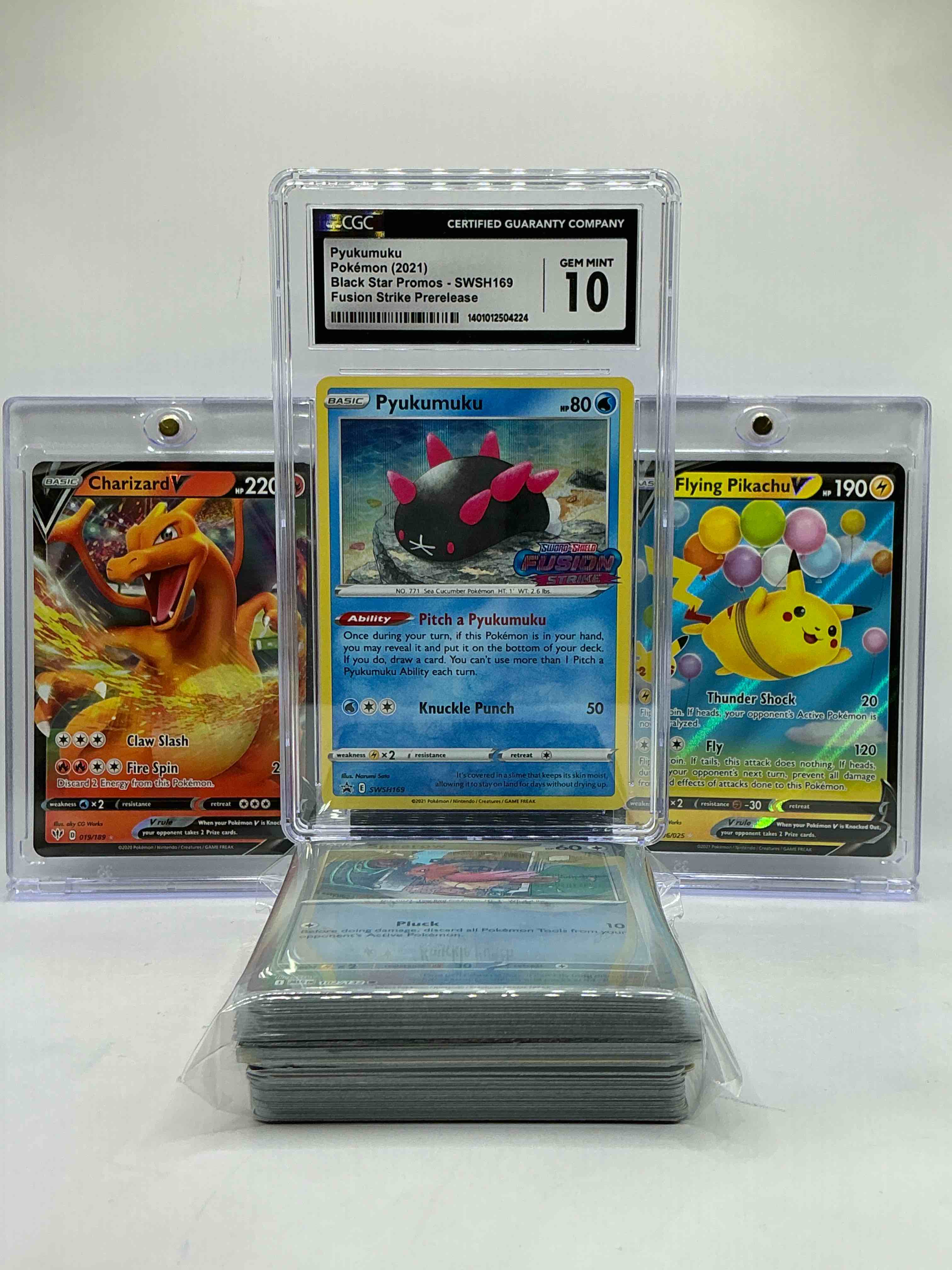 Charizard V, Pikachu Flying V, Pyukumuku Holo Gem Mint 10 & More! Insane 50 Card Pokémon Lot… Filled With Legends, Heroes, Commons, Holos & More!
