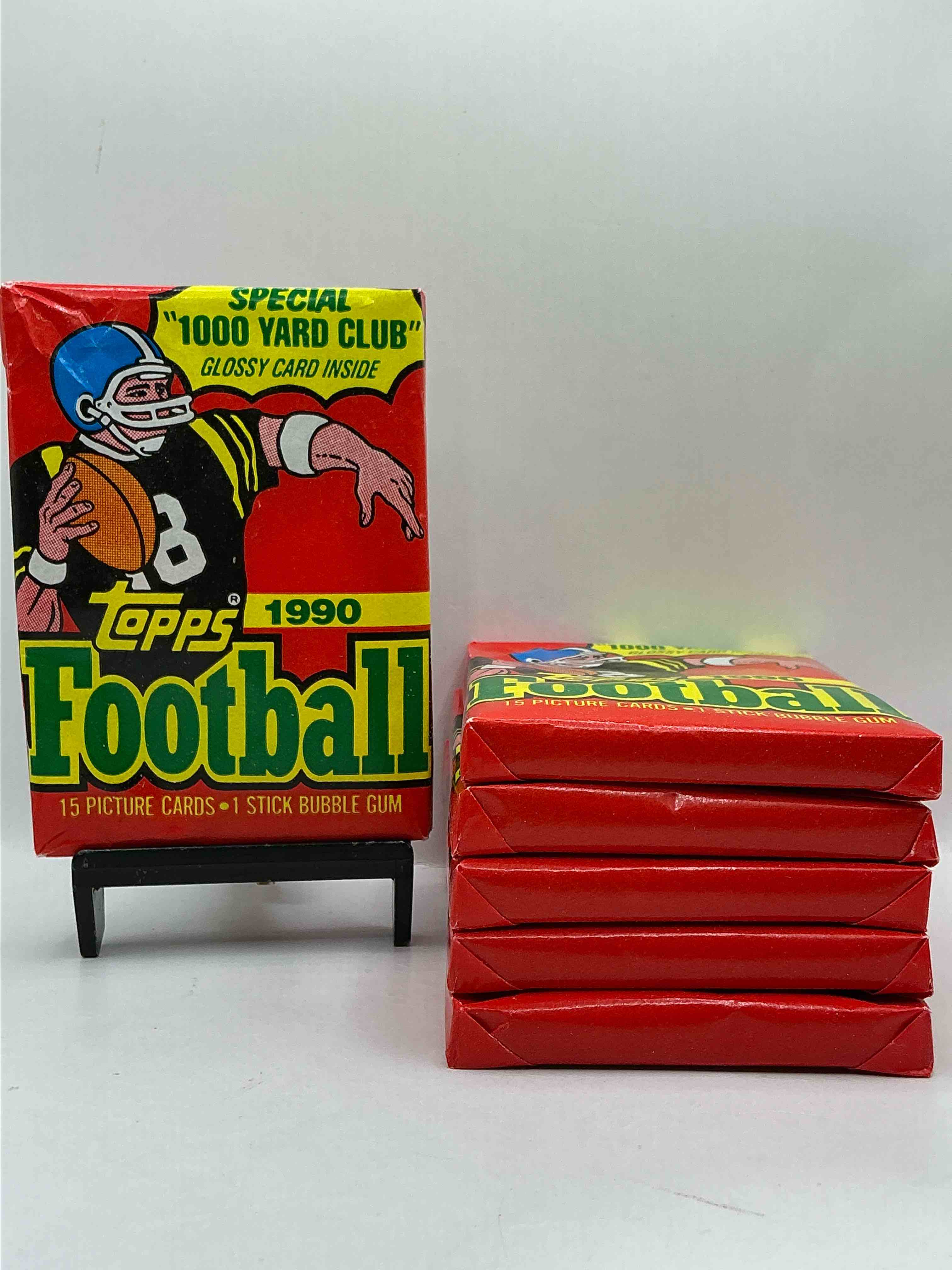 Joe Montana, Emmitt Smith & Barry Sanders!? 1990 Topps Football Unopened Sports Card Wax Pack, Direct From Original Retail Box! Getting Hard To Find! Search For Early Barry Sanders & Jerry Rice & So Much More!