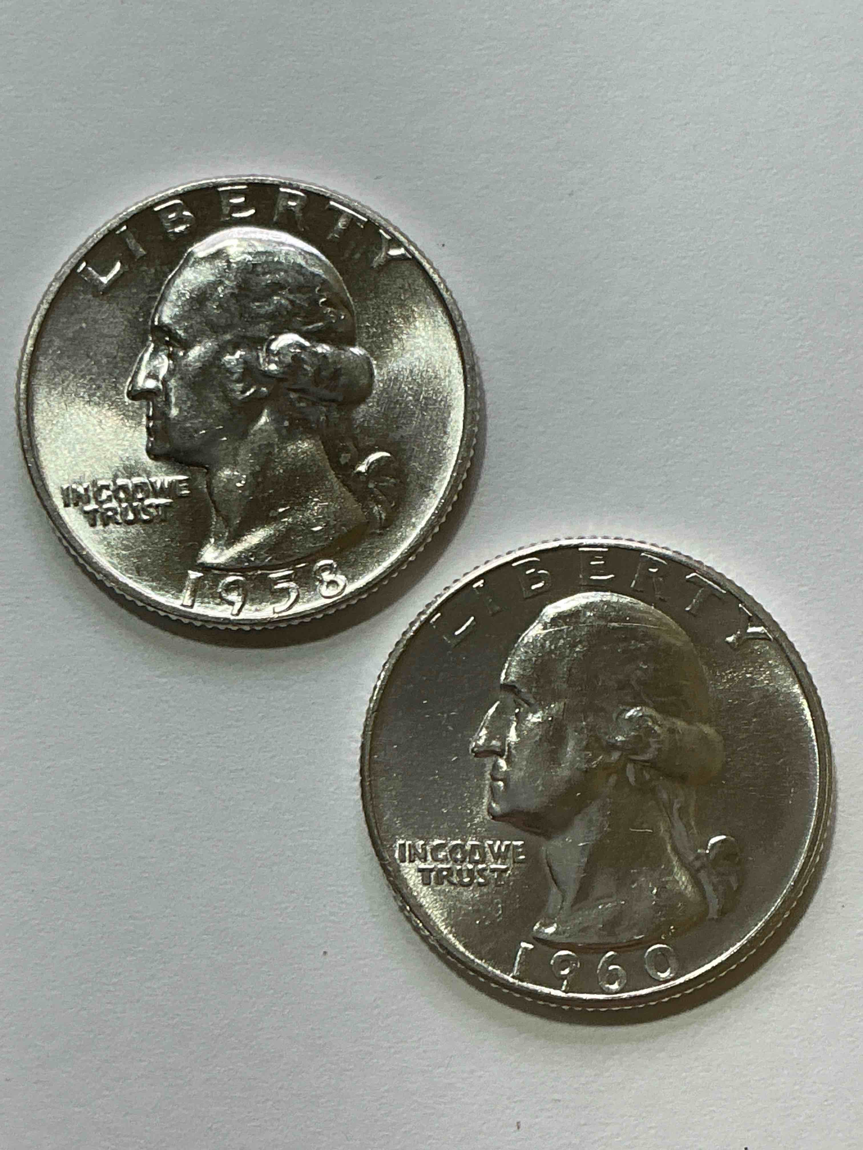 George Washington Brilliant Uncirculated Silver! Pre 1965 U.S. Quarter Dollar Coins Were Actually Silver, Here Are two Great Examples Of Awesome, Pristine George Washington Silver Quarters, Stunning & Uncirculated! Rare Mints! Great For Investing In Precious Metals! These Coins Were Minted At 90% Silver and 10% Copper, Giving Them A Net Weight Of .18084 Ounces Of Pure Silver Per Coin! Very Hard To Find Uncirculated, Stunning! Invest In Fine U.S. Silver!