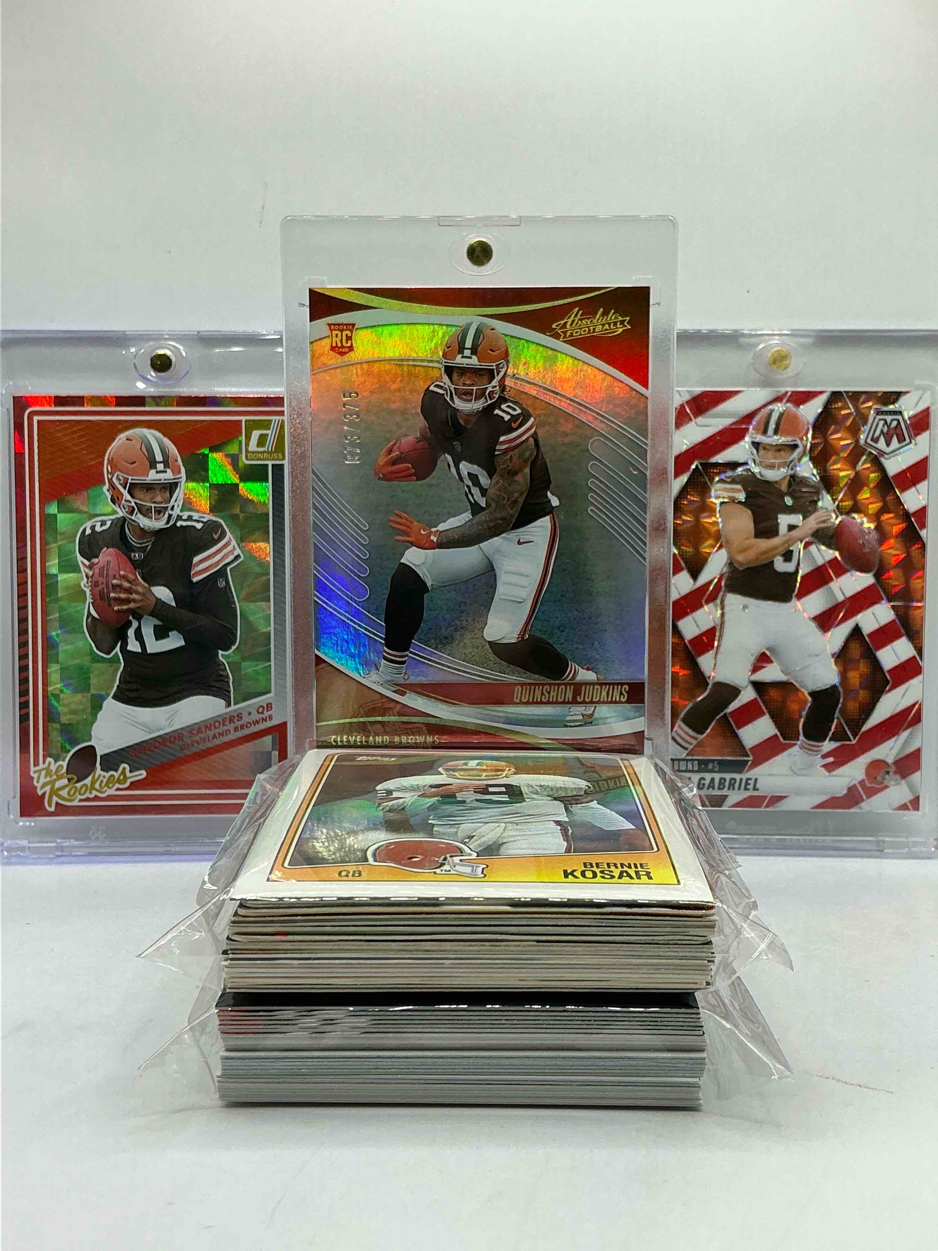 Shedeur Sanders Donruss Checkered Rookie, Absolute Rookie Quinshon Judkins /375 & Dillon Gabriel Christmas Edition Mosaic Rookie! Browns Bonanza! This 50 Card Browns Includes Rare Cards, Rookies, Legends, Heroes & More! 