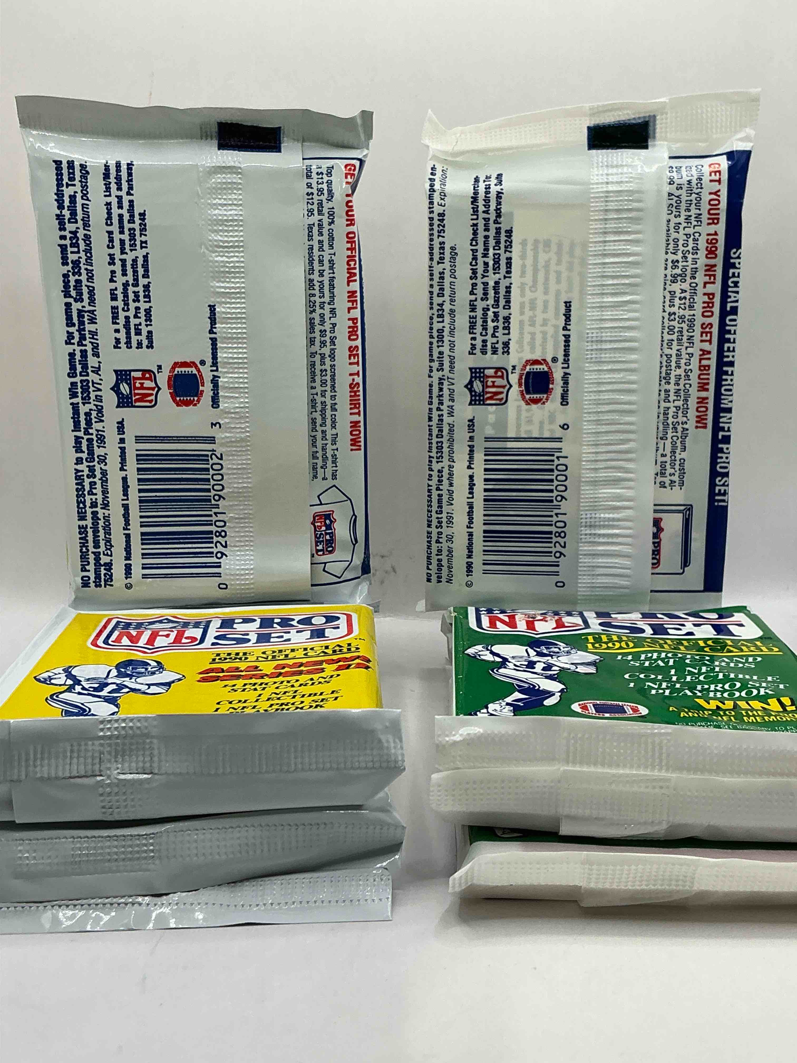 Condition photo showing New/Like New for Wow! 1990 Pro Set Football Sealed Card Pack, Direct From Original Retail Case!Highly Sought After By Collectors As This Year Is Loaded With High Profile Cards!Search For Cards From Barry Sanders, Deion Sanders, Troy Aikman, Michael Irvin & Much More! Getting Hard To Find!