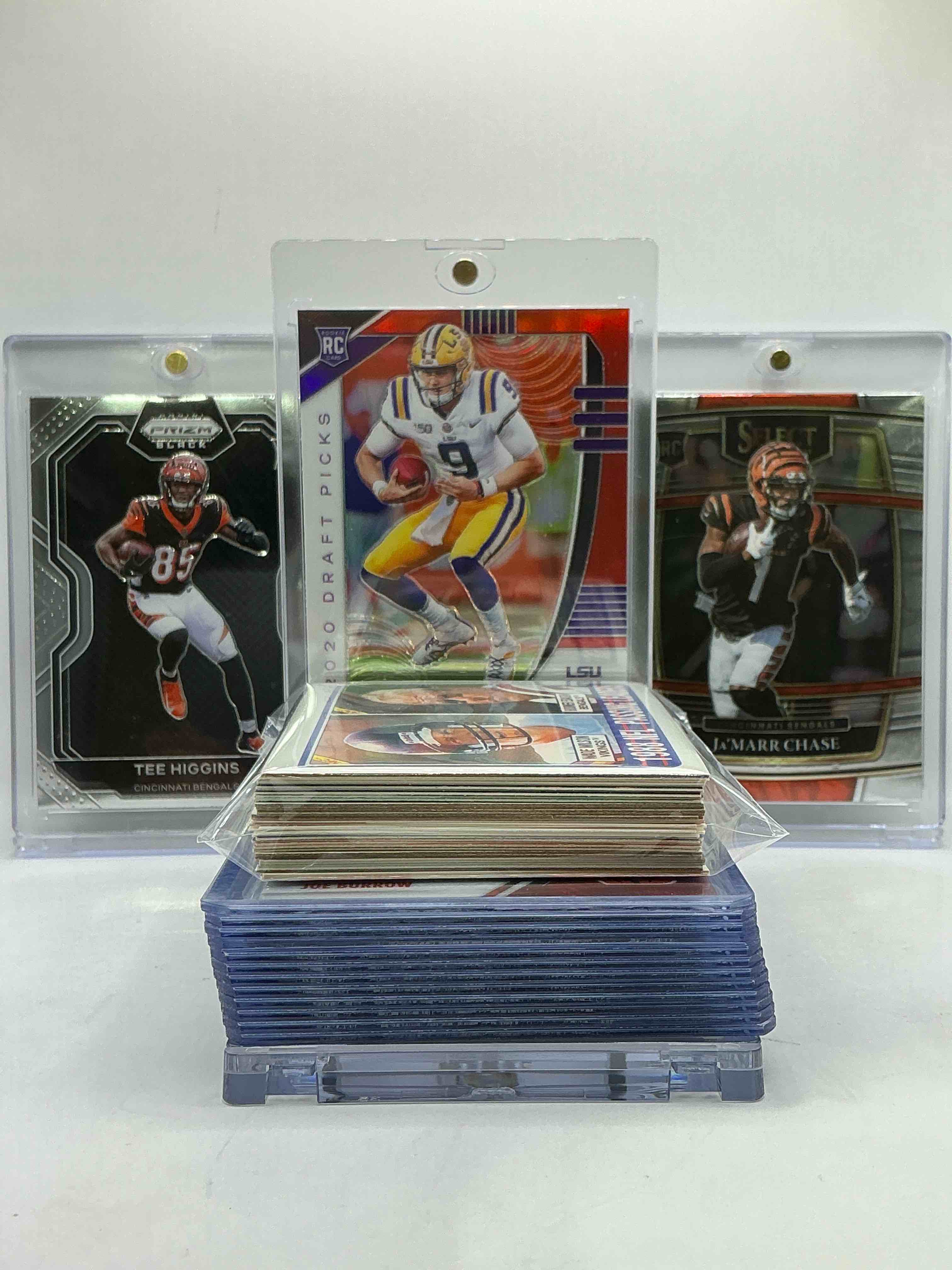 Joe Burrow Prizm Rookie, Tee Higgins Prizm BLACK ROOKIE, Ja’marr Chase Select Rookie & More! Insane Bengals Bonanza! 50 Card Lot Includes Rookies, Heroes, Legends, Commons & More!